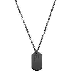 Black Stainless Steel & Dog Tag Cable Chain Necklace