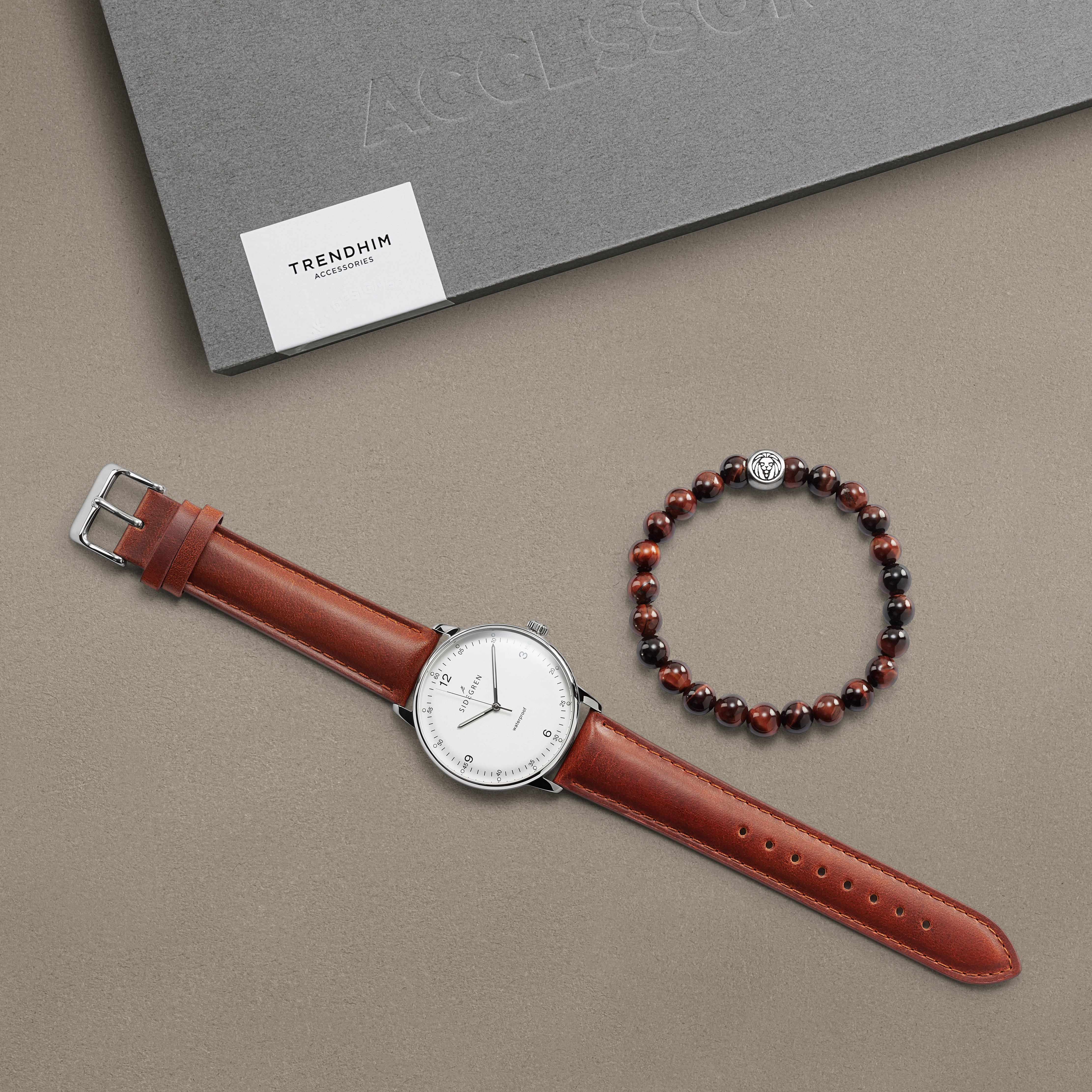 Minimalistisk Ur & Tigerøje Armbånd Gaveæske - 2