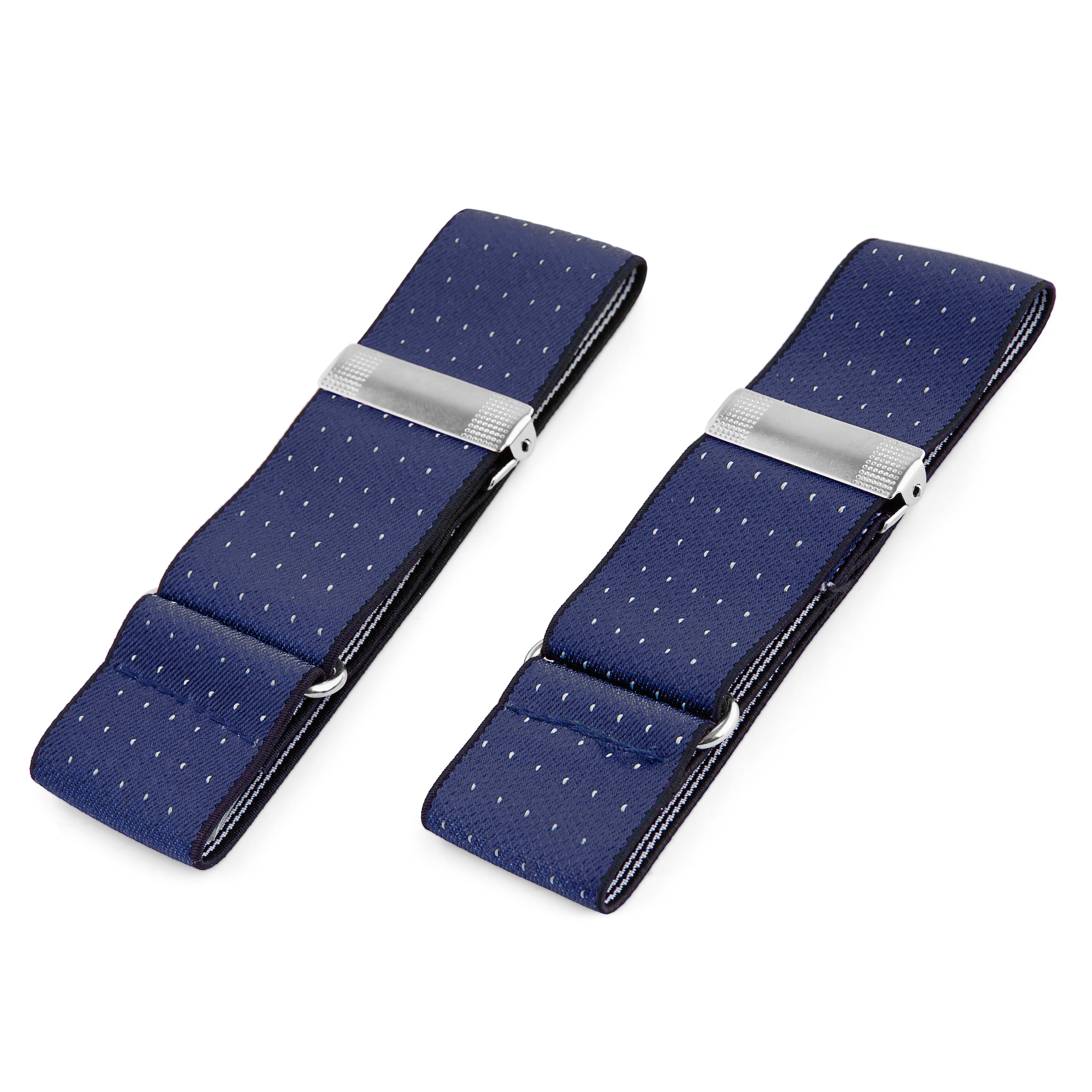 Wide Dotted Navy Sleeve Garters