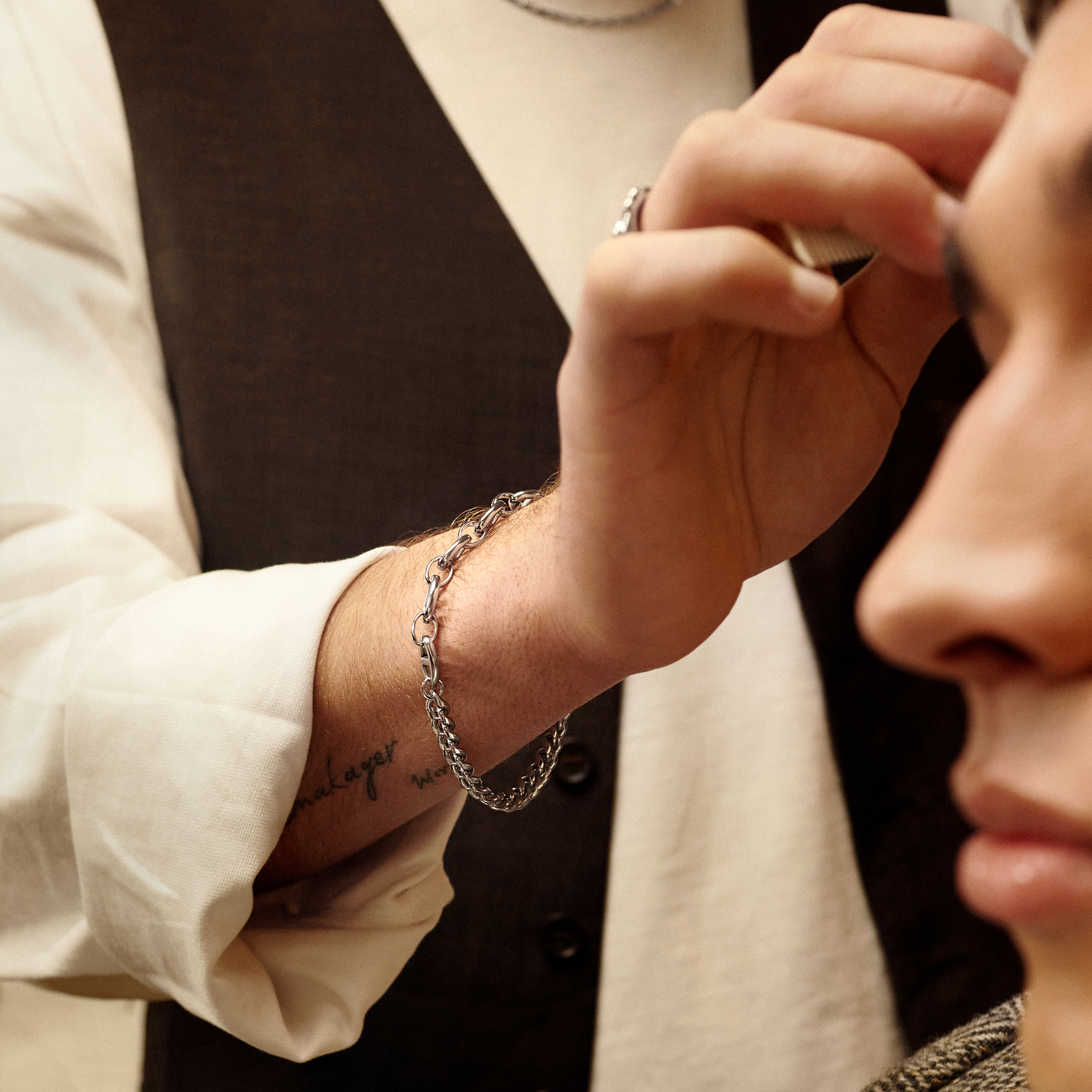 New Classics | 8mm Silver-Tone Stainless Steel Cuban & Pig Nose Chain Bracelet - 2