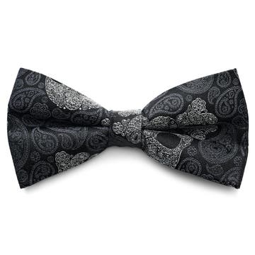 Black & Gray Skull Paisley Pattern Silk Pre-Tied Bow Tie Black & Gray Skull Paisley Pattern Silk Pre-Tied Bow Tie