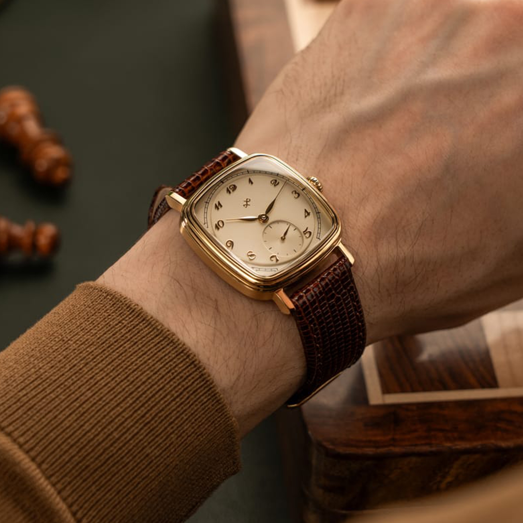 AV86 | 1954 Amalfi Мъжки механичен часовник в златисто и екрю - 8