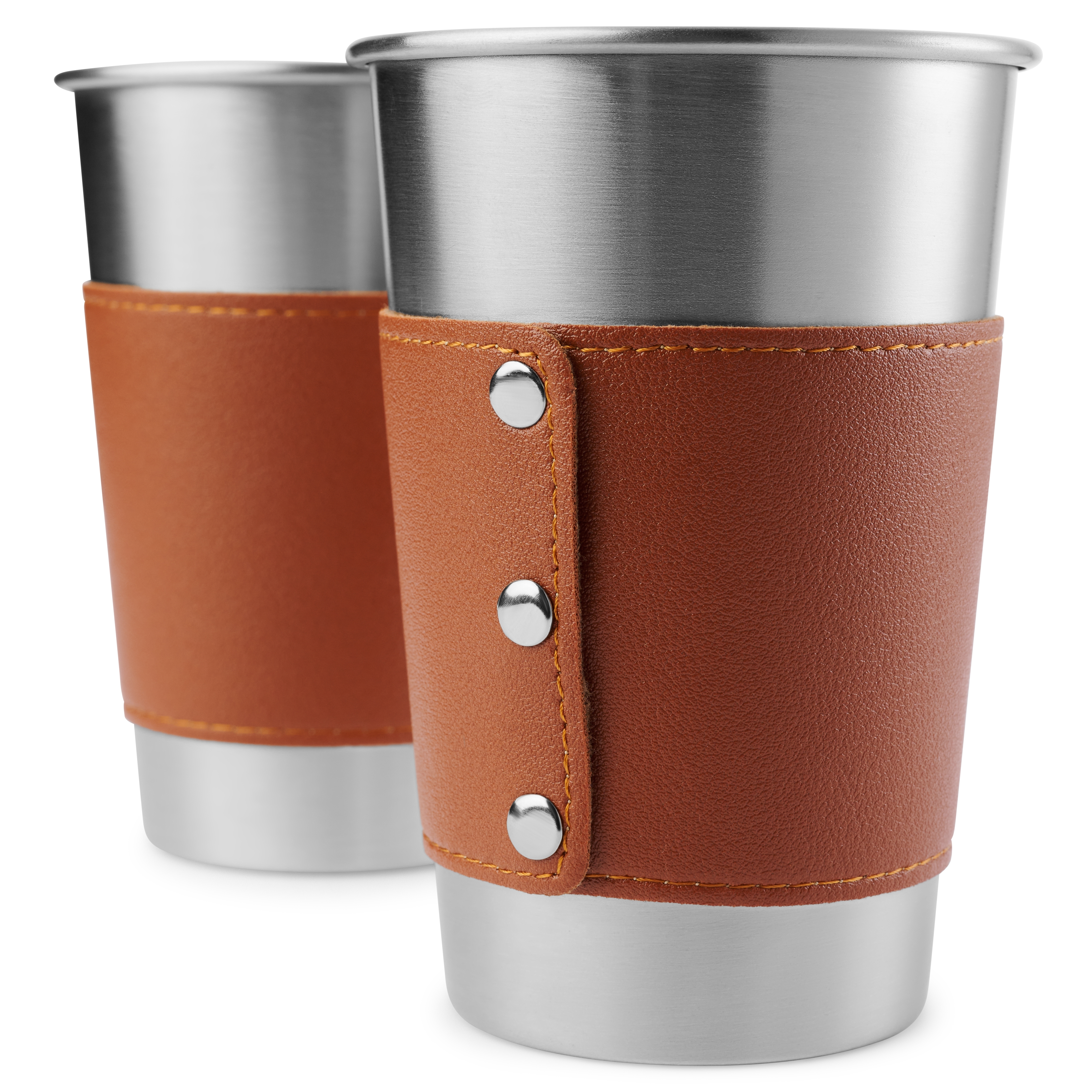 Deluxe Dricksglas i Rostfritt Stål & Läder | 500 ml - 4