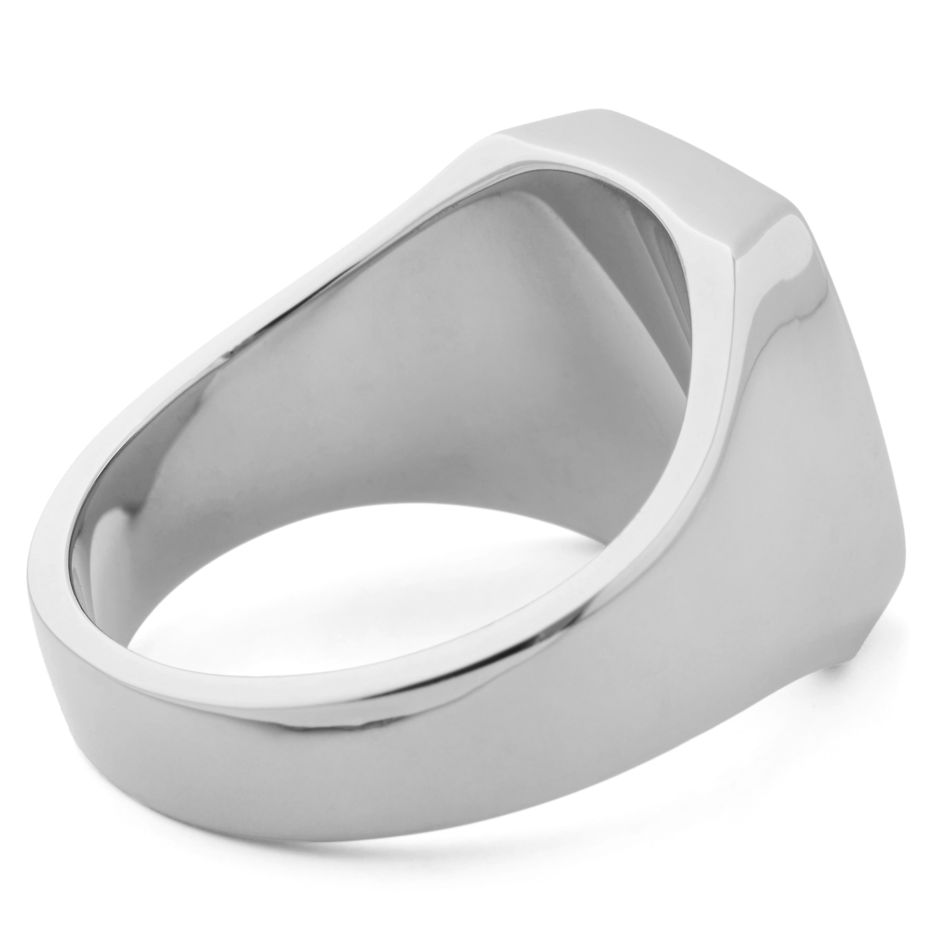 Classic Stor Signetring av 925s Sølv med Blodsten - 3