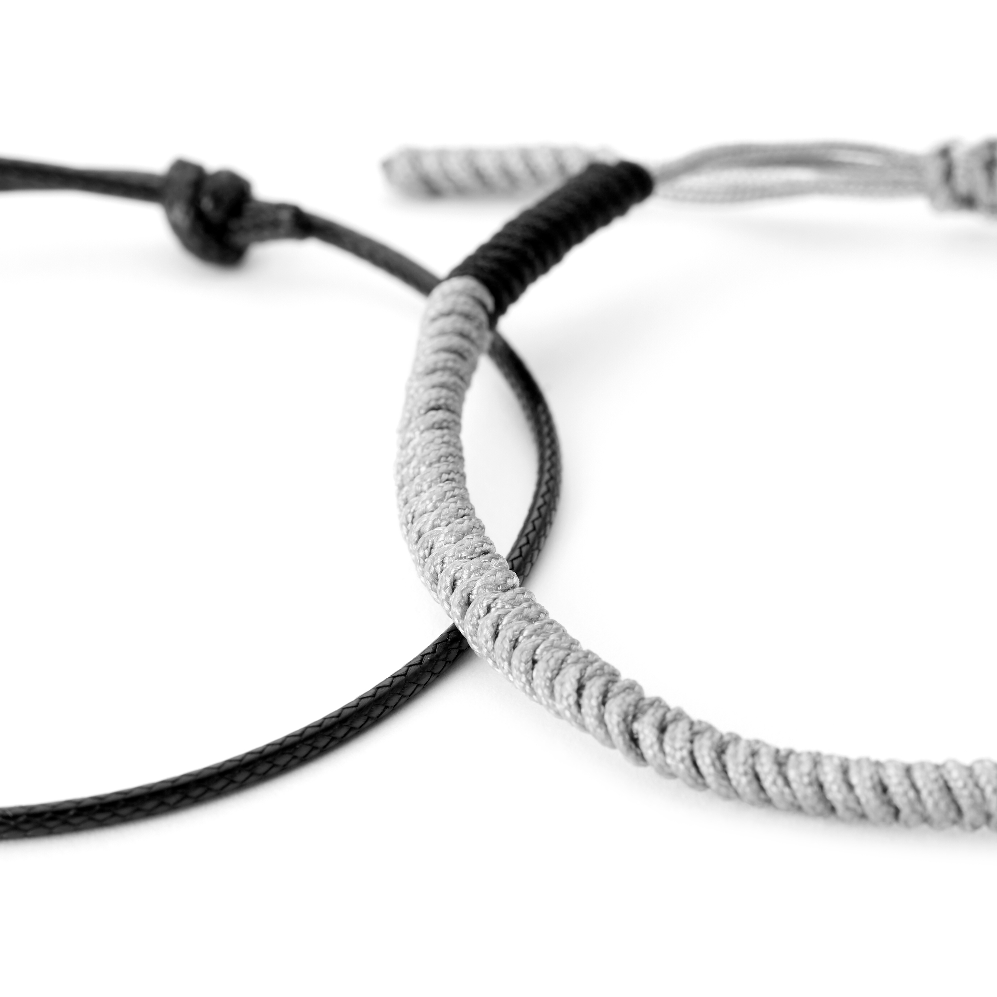 ブレスレット LABEL K FW21 BRAIDED FABRIC BRACELET (BR-TISSE_GREYLOVE) Black & Grey Braided Nylon Bracelet Set | In stock! | Waykins