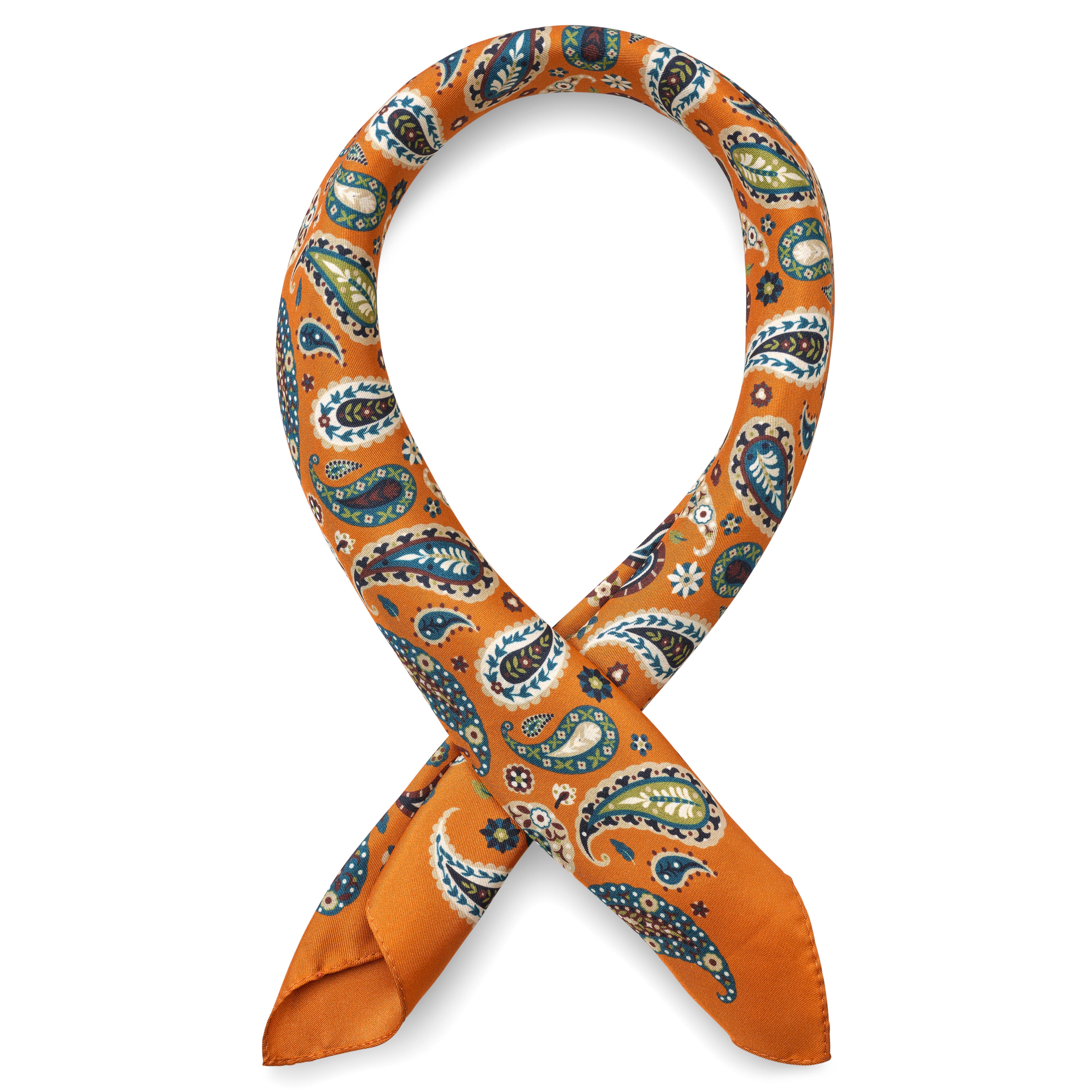 Virtuo | Orange Paisley Silkehalstørklæde Virtuo | Orange Paisley Silkehalstørklæde