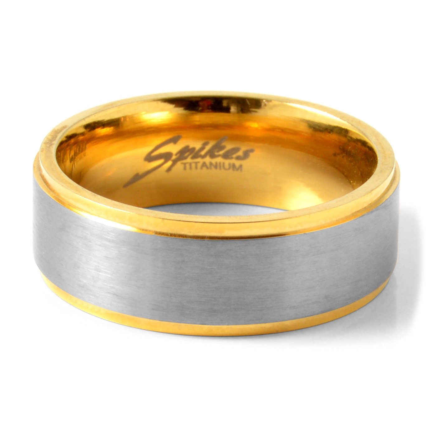 Inel în nuanțe aurii și argintii din titan satinat - 2