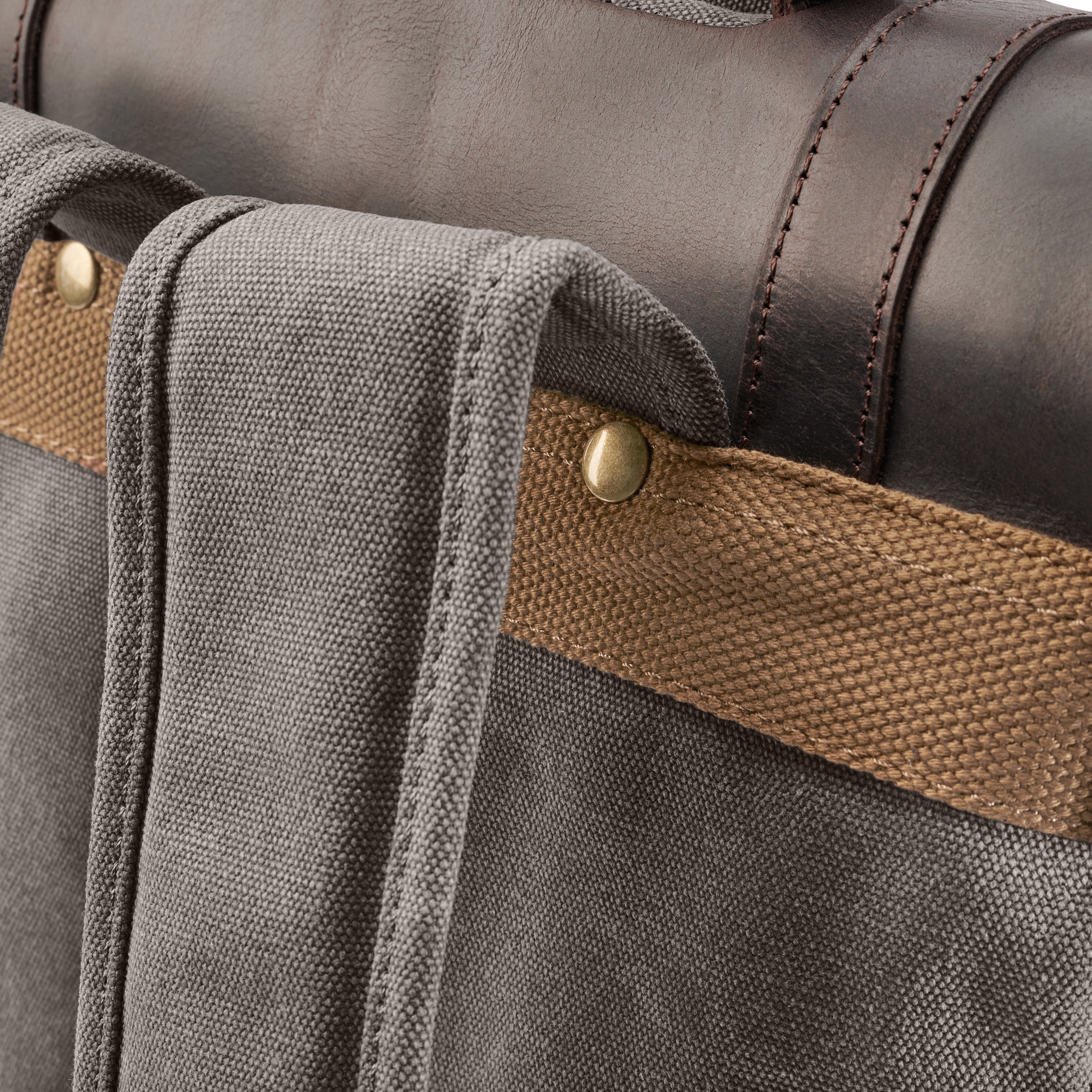 Rucsac vintage din pânză canvas gri cărbune și piele maro închis - 11