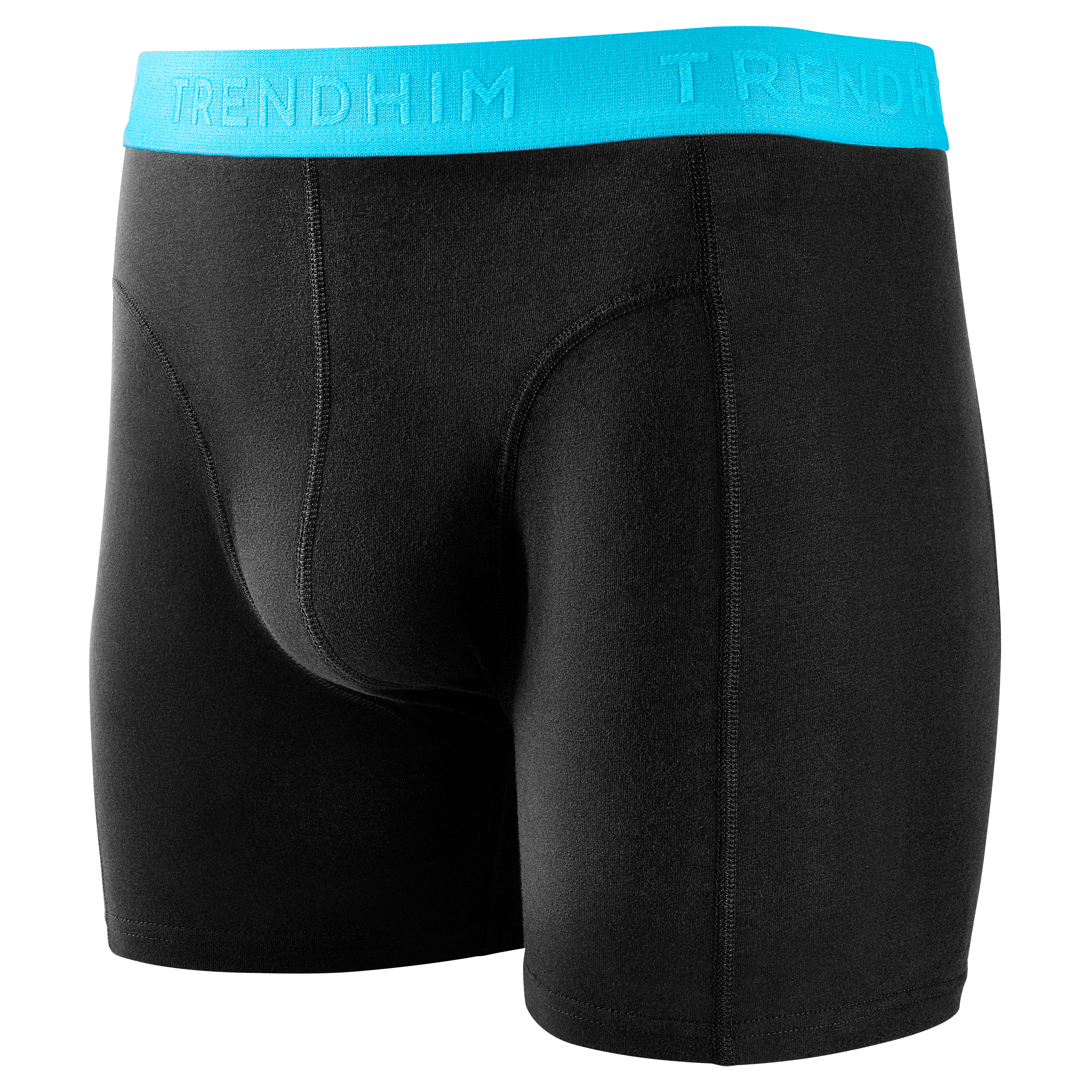 FlexFeel | Boxer in cotone nero con fascia in vita blu neon - 2