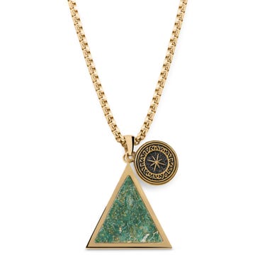 Orisun | Gold-Tone & Green African Jade Triangle Box Chain Necklace