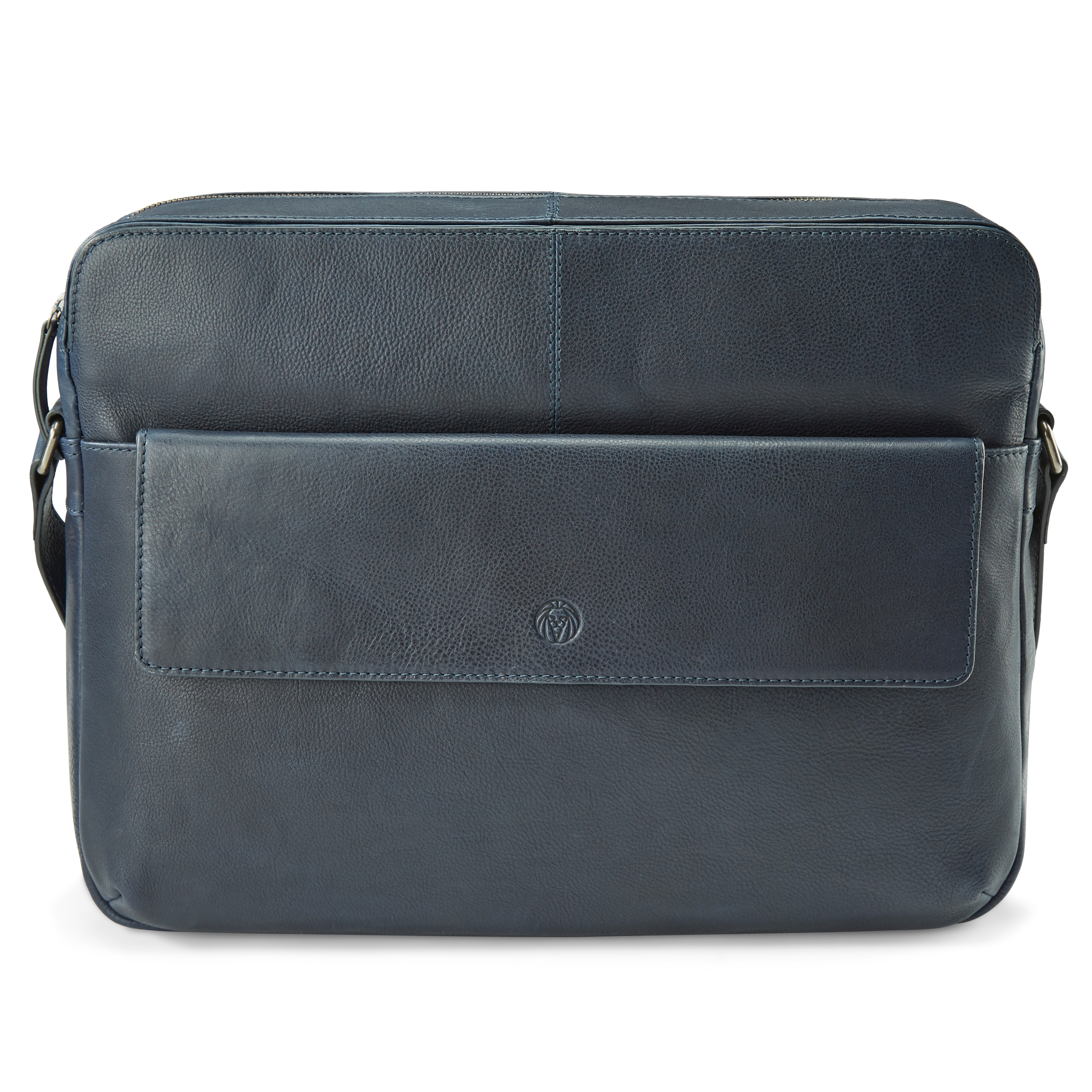 Lavi Navy Leather Messenger Bag  - 2