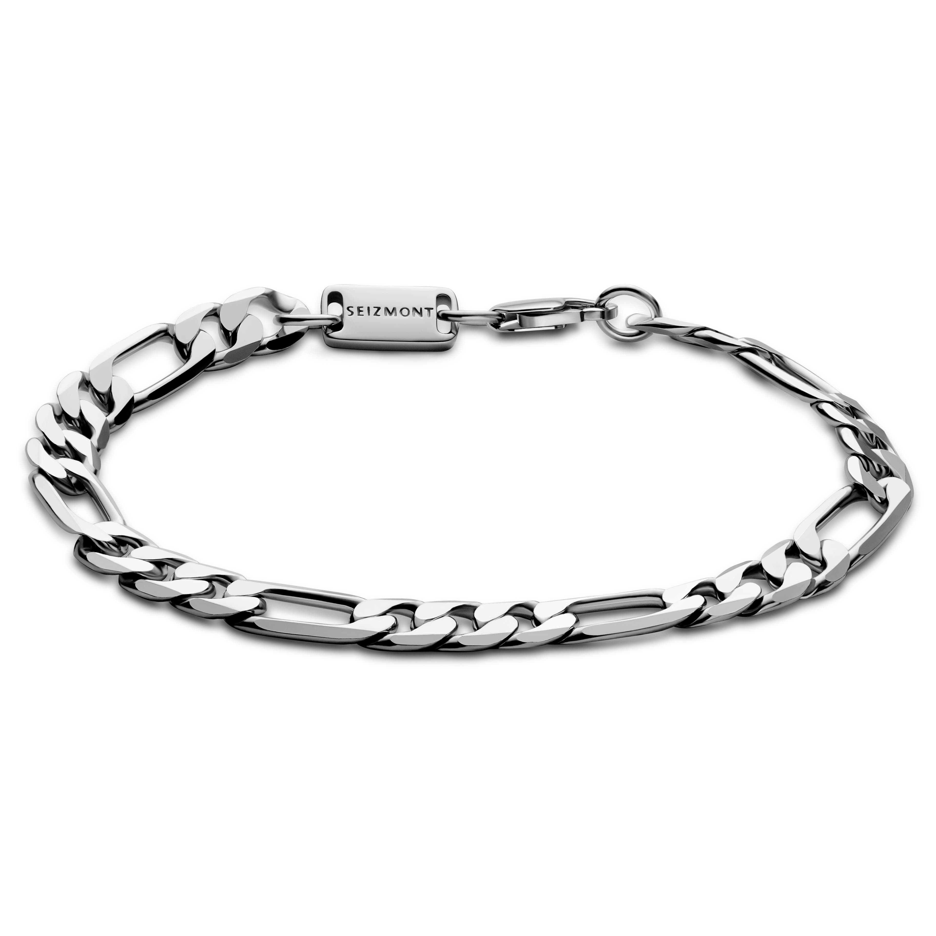 Argentia | 925s | 6mm Rhodium-Plated Sterling Silver Figaro Chain Bracelet