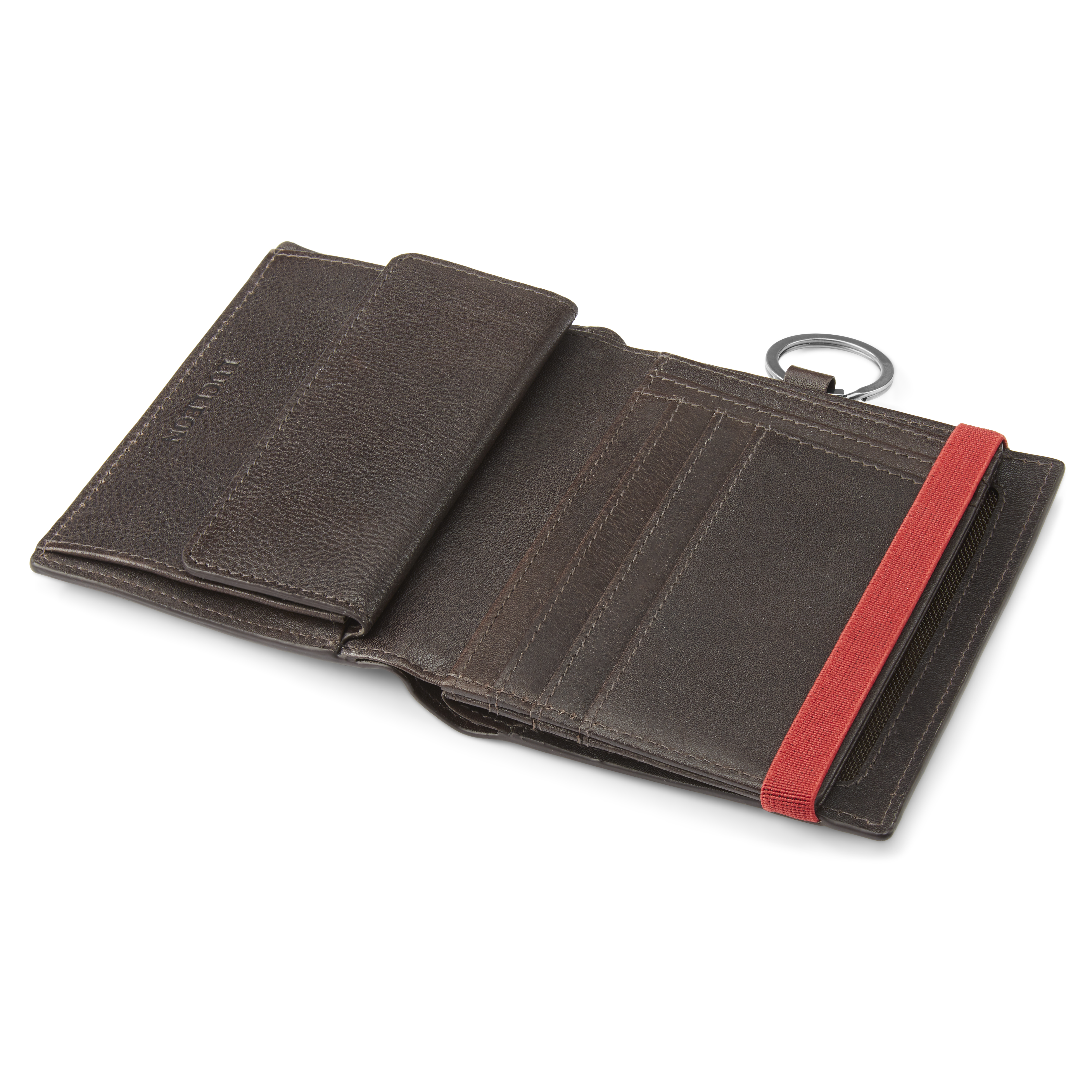 Lonnie Dark-Brown Leather RFID-Blocking Wallet with Keyring  - 7