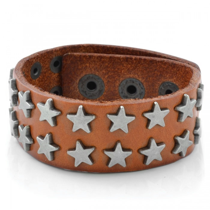 Brown Star Leather Bracelet - 1