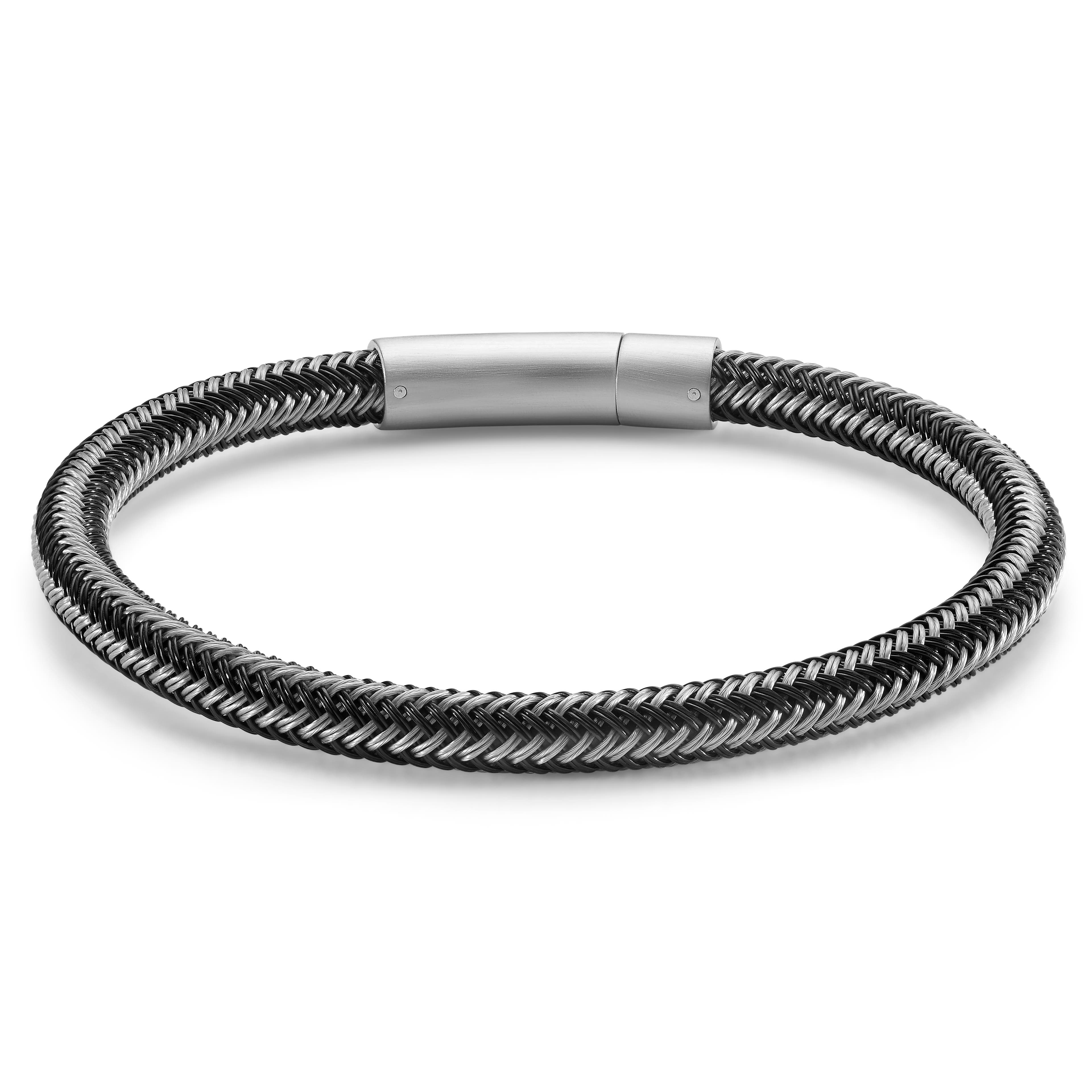 Black & Silver-Tone Cable Bracelet