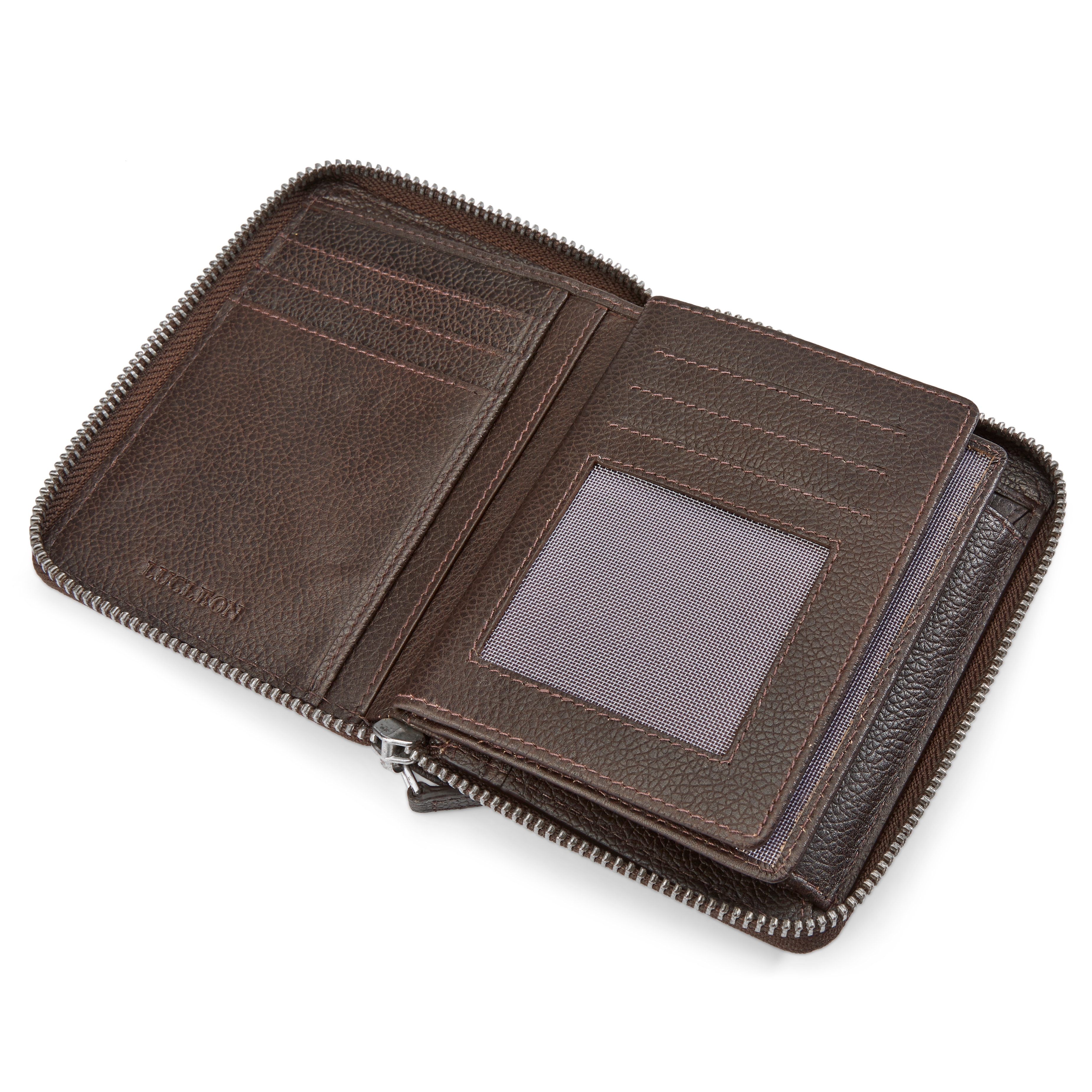 Ciemnobrązowy skórzany portfel blokujący RFID Sky - 6