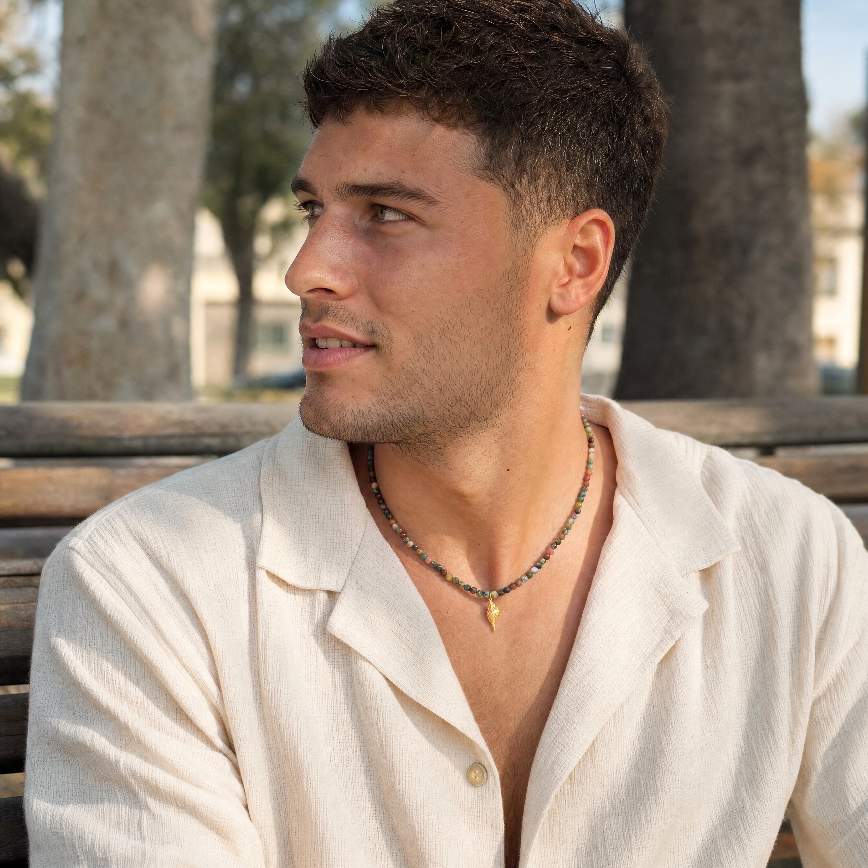 Mediterranean | Earth-Tone Beaded Charm Necklace - 3