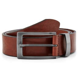 Cinturón marrón castaño con borde oscuro