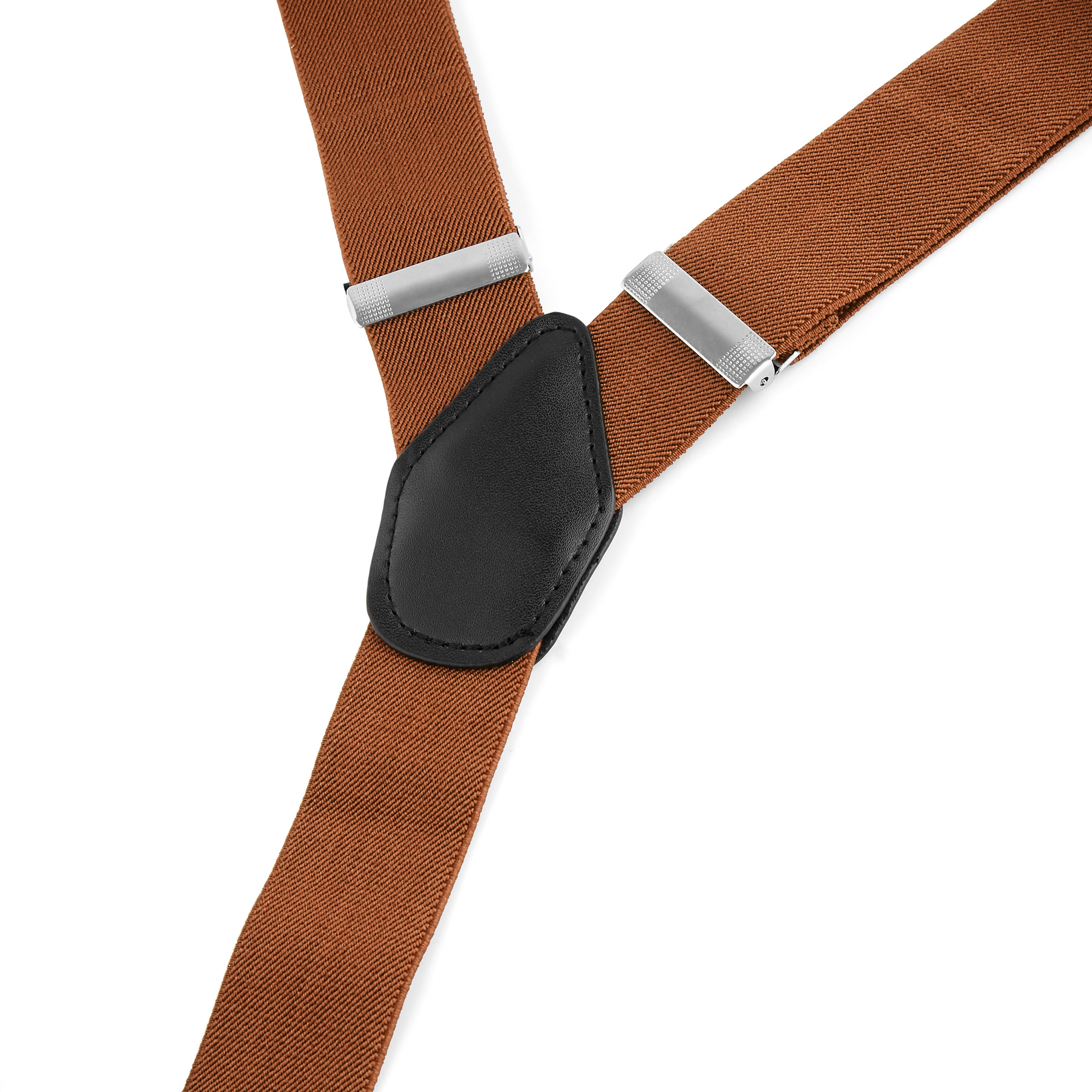 Wide Brown Clip-On Braces - 3