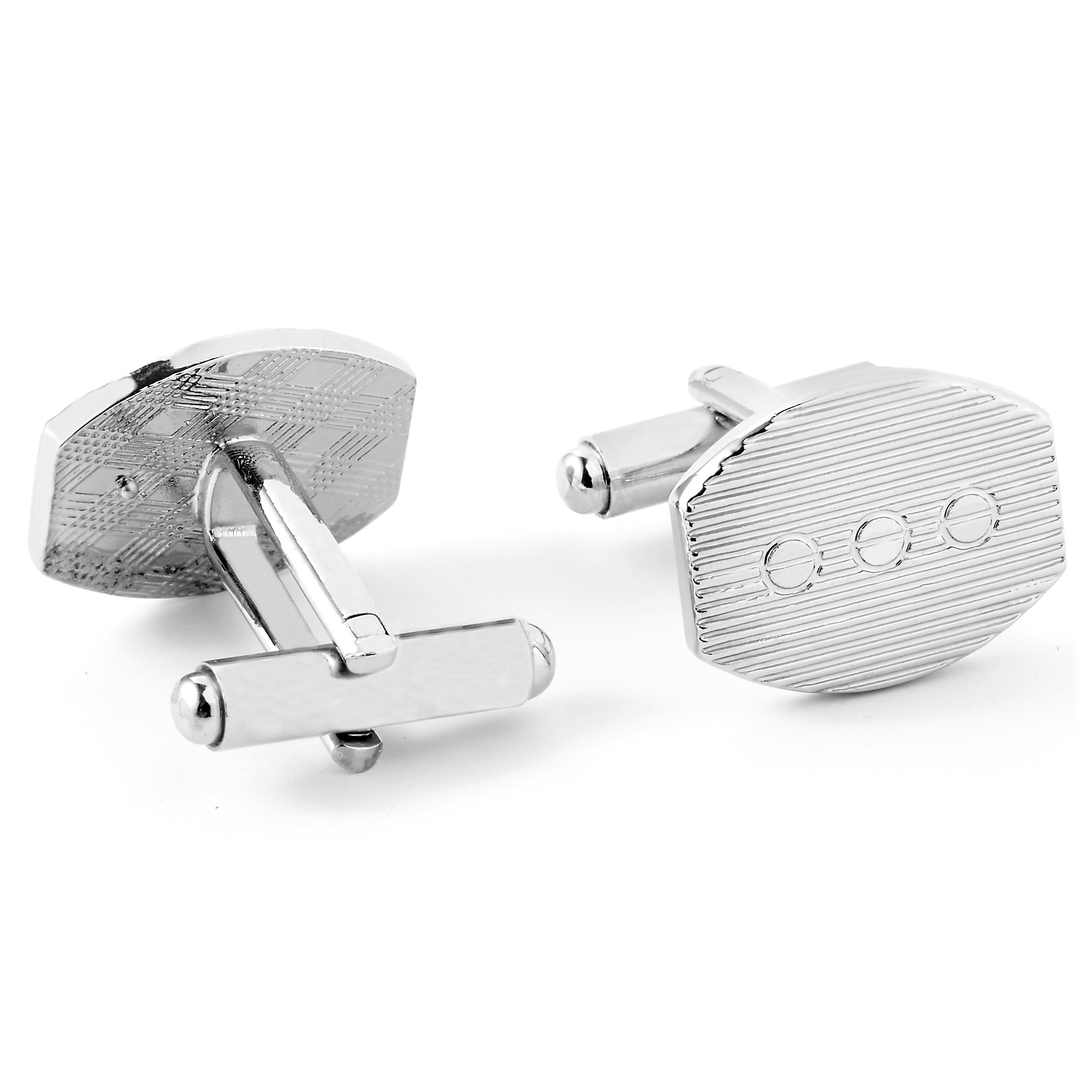 Futuristisches Silber Manschettenknöpfe Und Krawattenklammer Set - 2