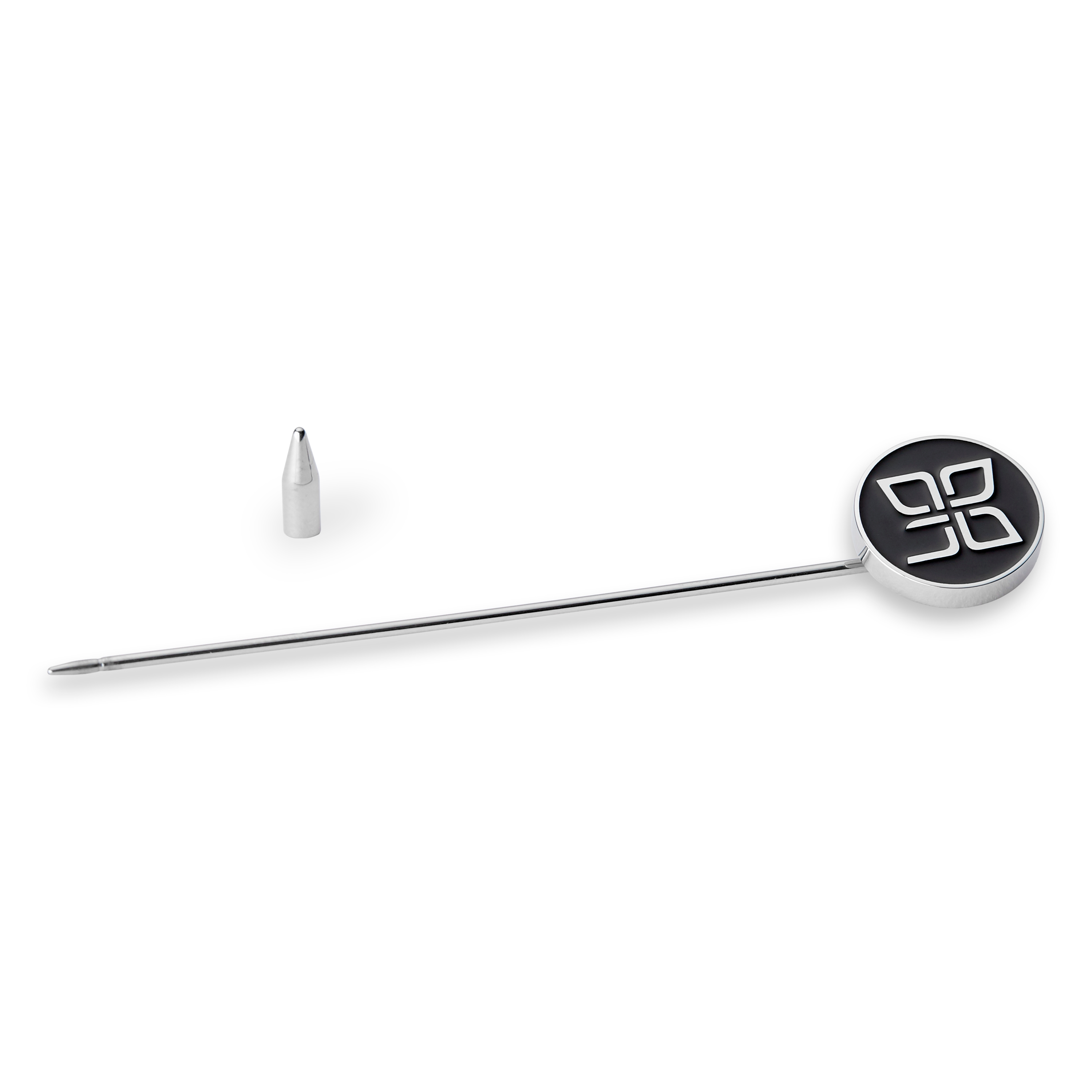 Geo Remix | Round Silver-Tone & Black Four Leaf Clover Lapel Pin - 3