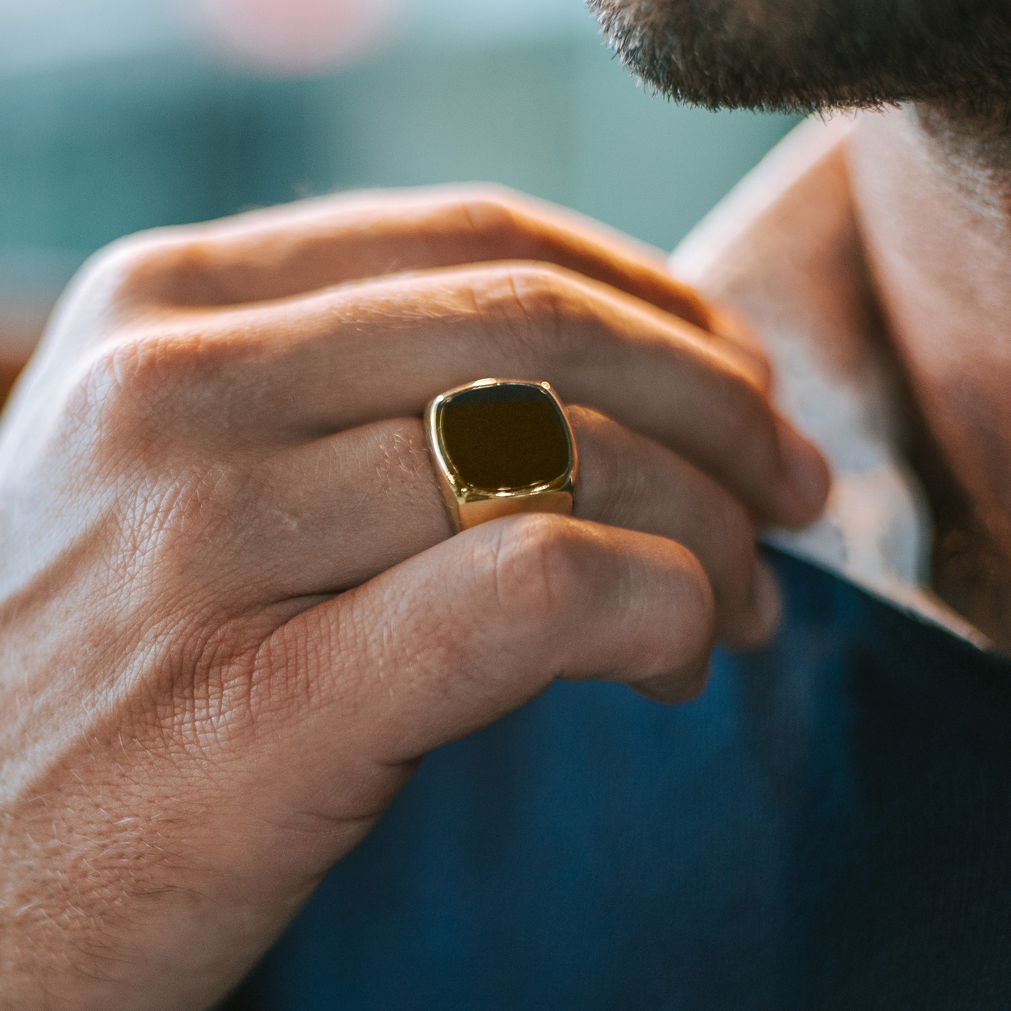 Jasper Großer Vergoldeter 925er Silberring - 4