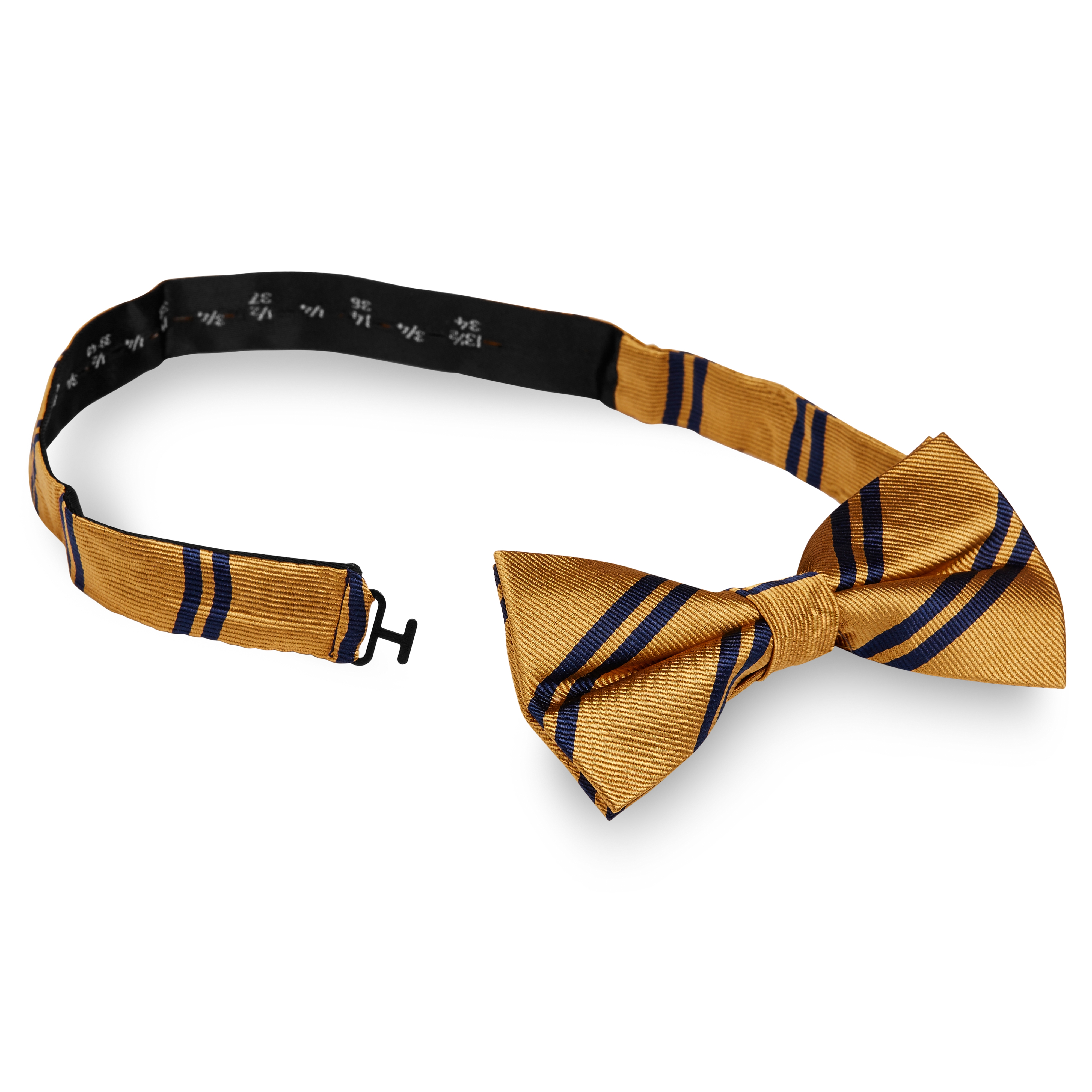 Pajarita de seda dorada de seda con rayas dobles - 2
