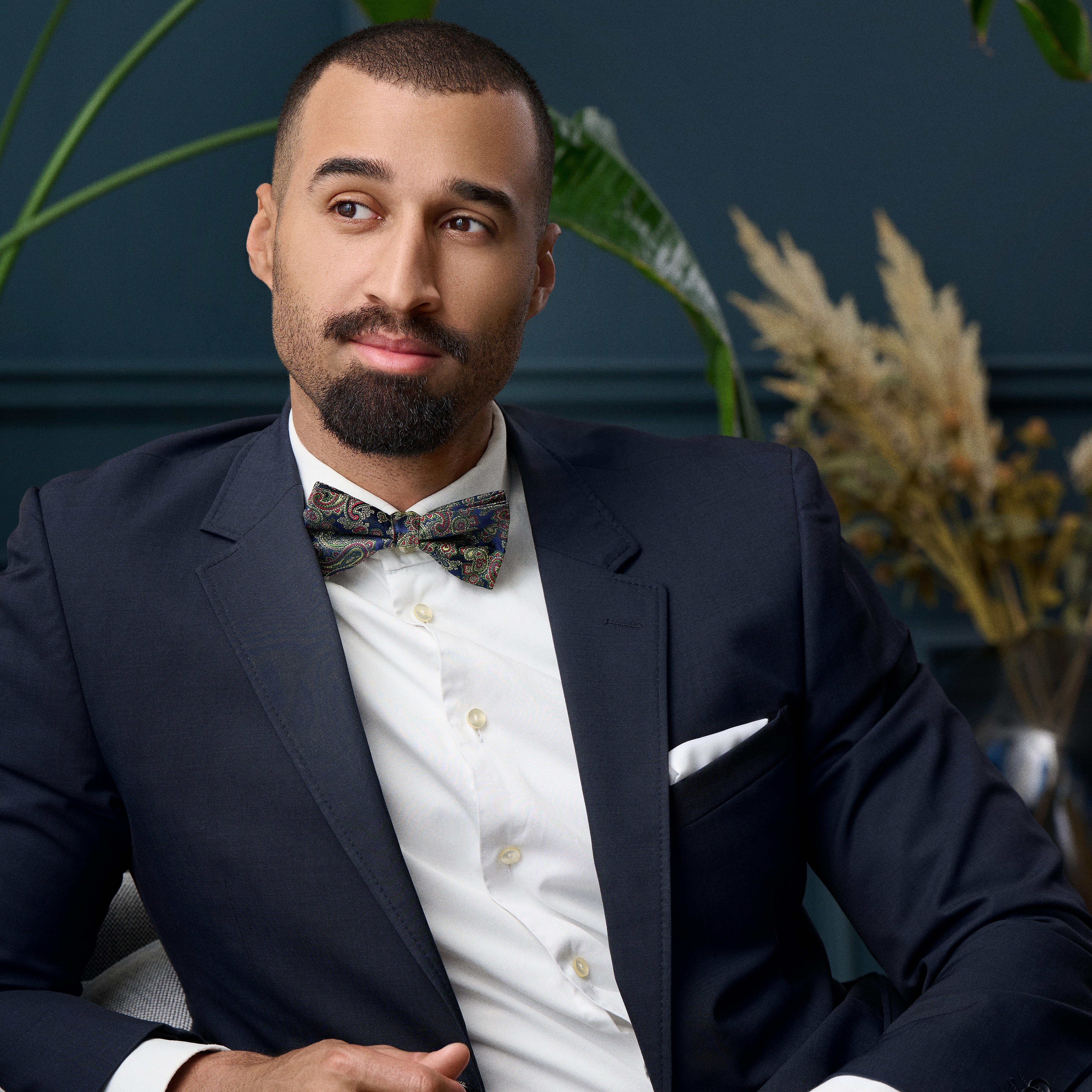 Colourful LIGHT BLUE PAISLEY Pattern Silk Pre-Tied Bow tie - 4