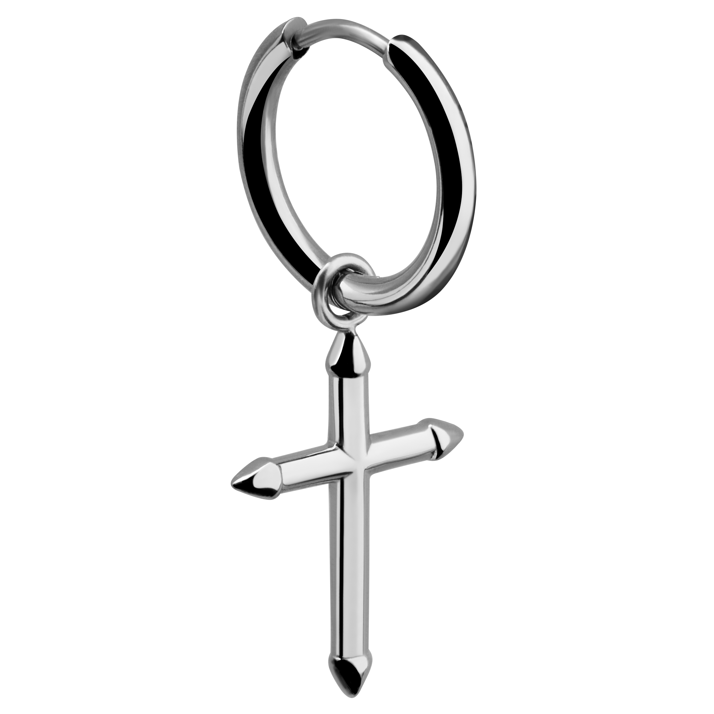 Vasilios Silver-tone Hoop Earring with Pointed Cross Pendant - 3