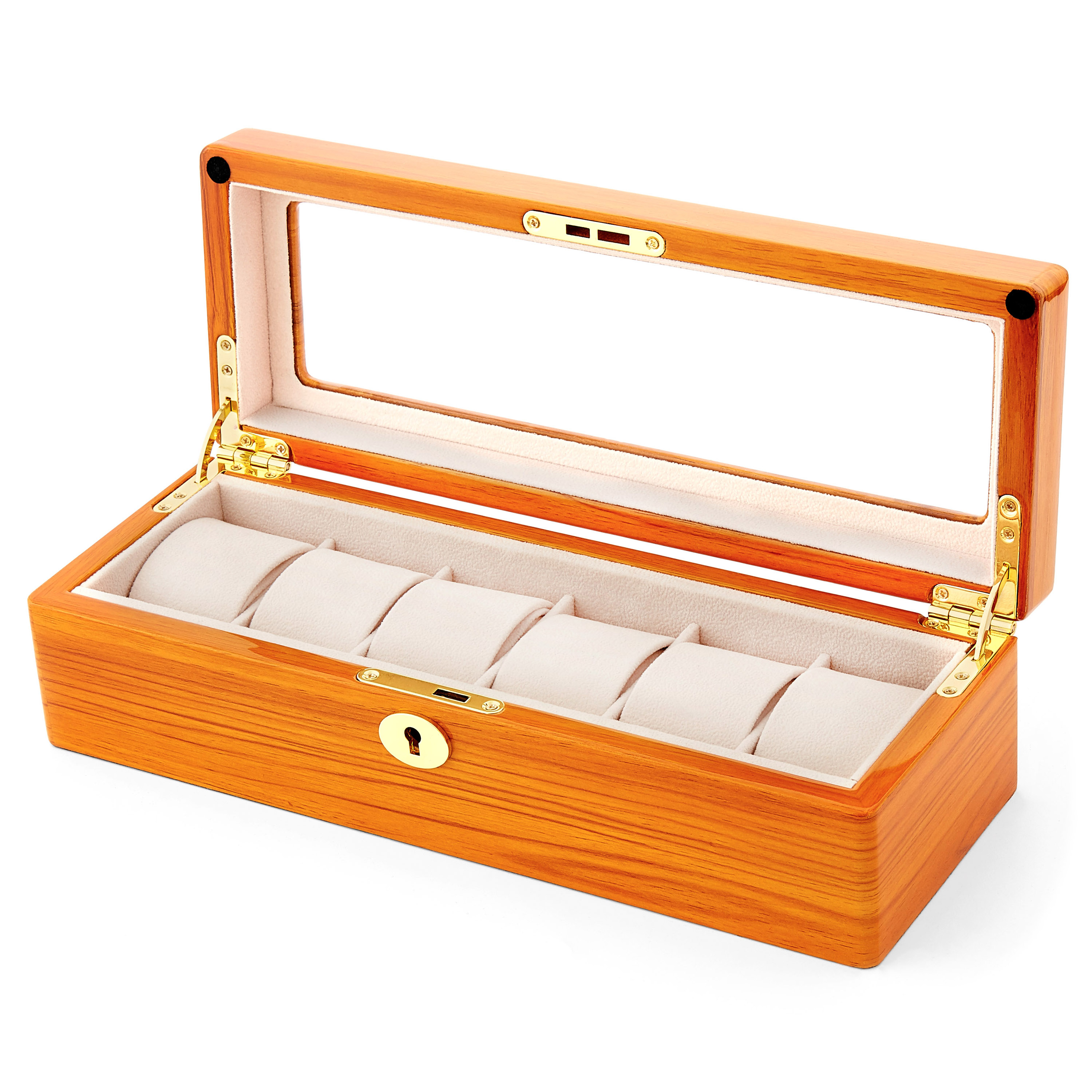 Caja de fresno claro para 6 relojes - 2