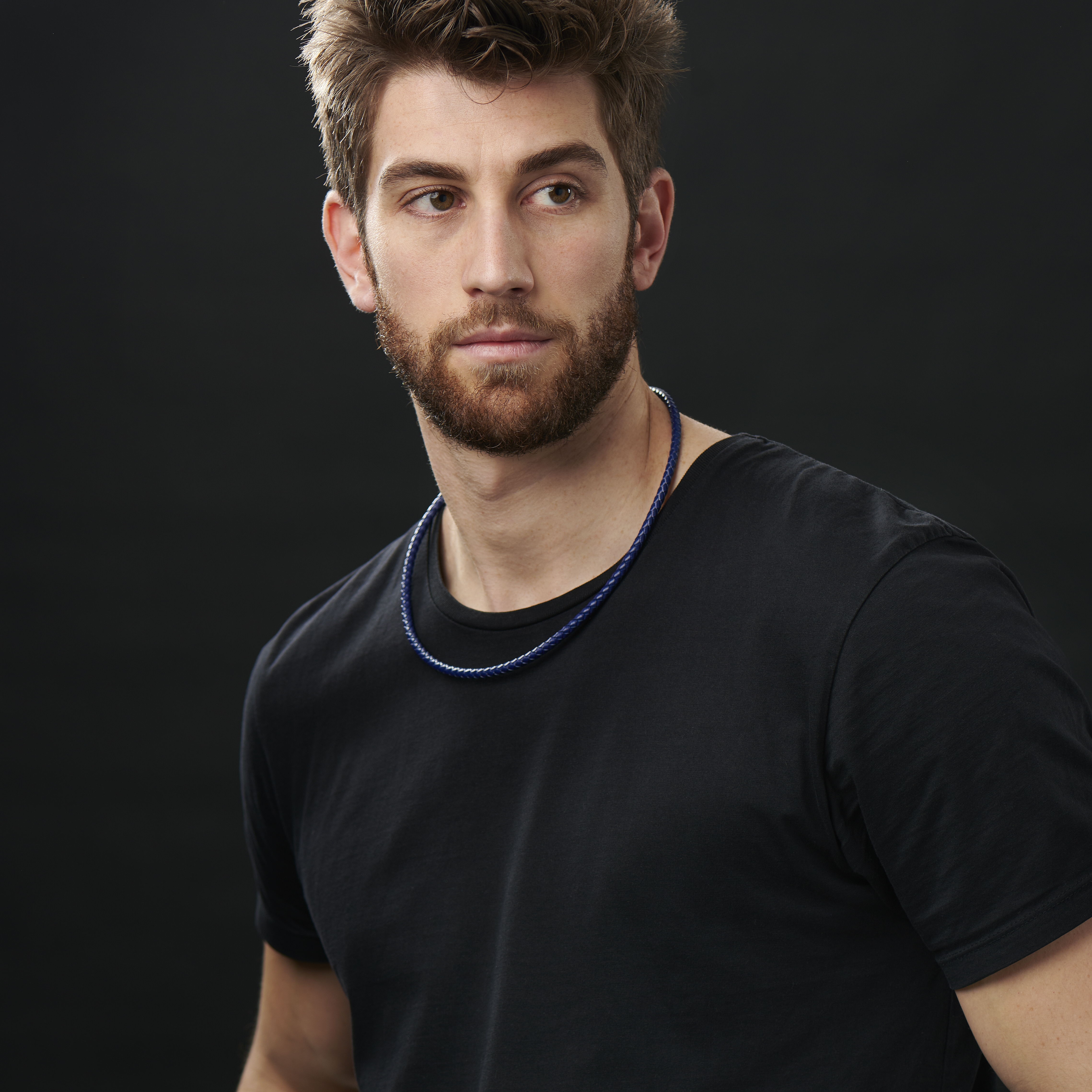 Collana in pelle intrecciata blu da 5 mm - 4