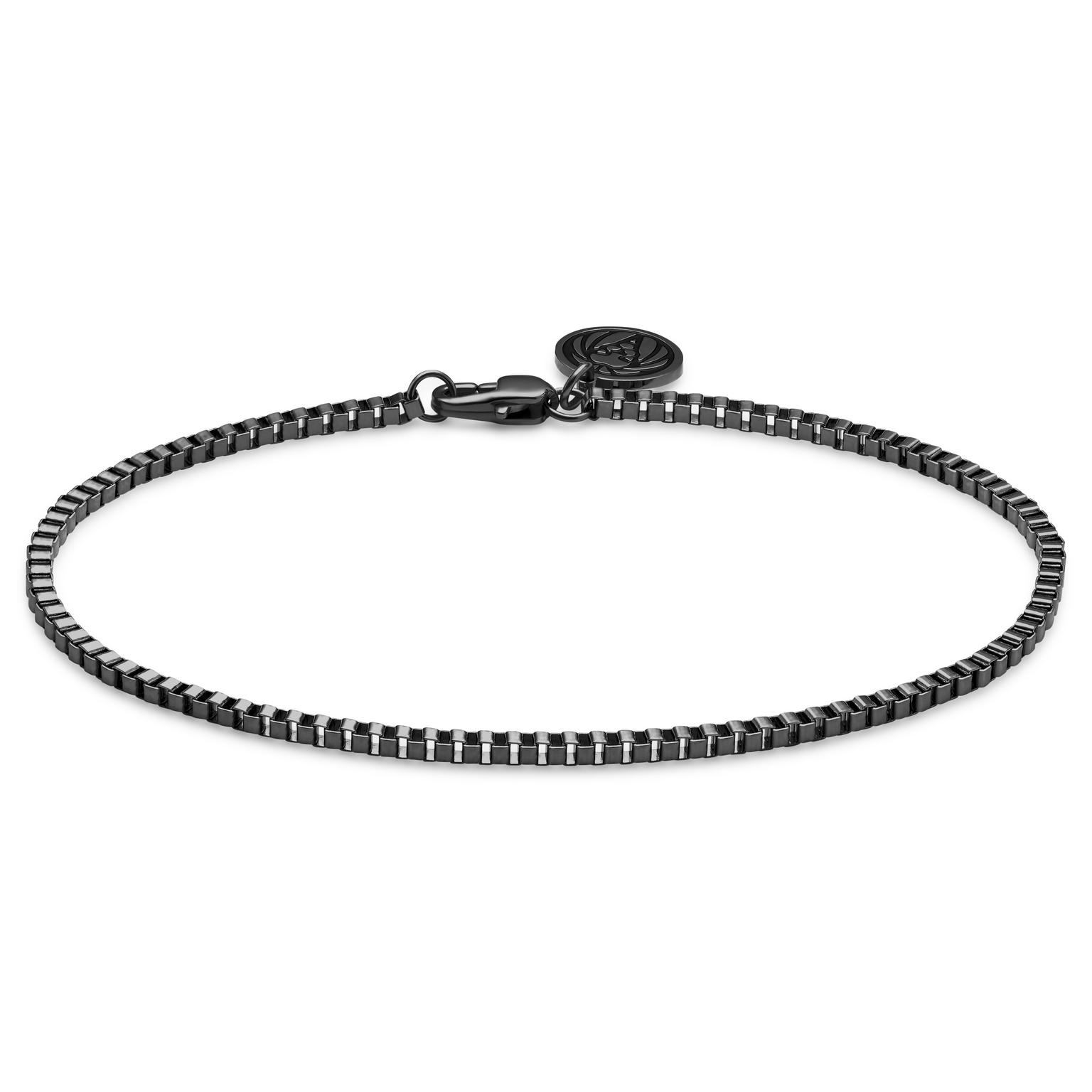 Essentials | 2 mm Gunmetal Schwarzes Quadratisches Box Kettenarmband Essentials | 2 mm Gunmetal Schwarzes Quadratisches Box Kettenarmband