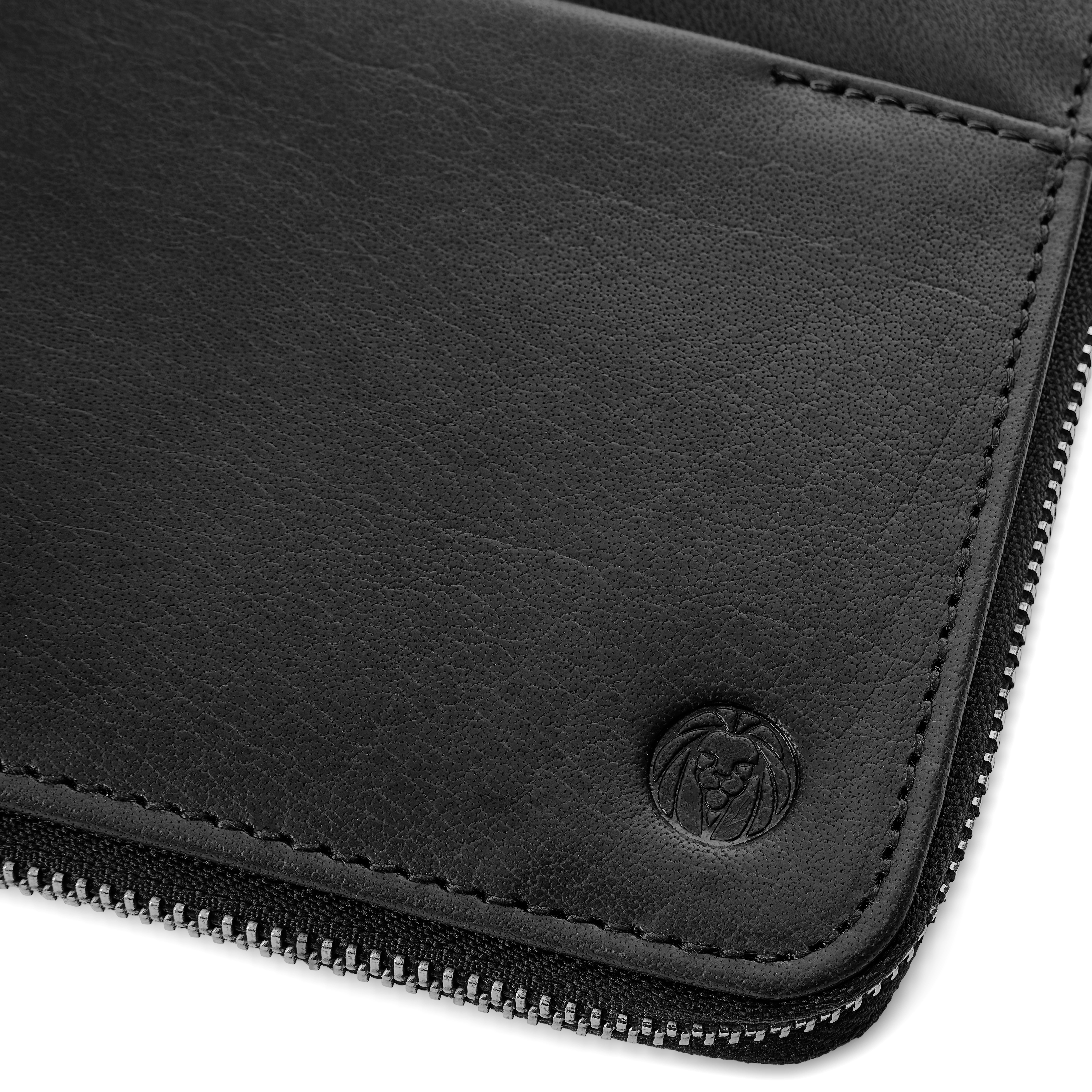 Black Zippered Refillable Buffalo Leather Notebook & Journal Cover - 8