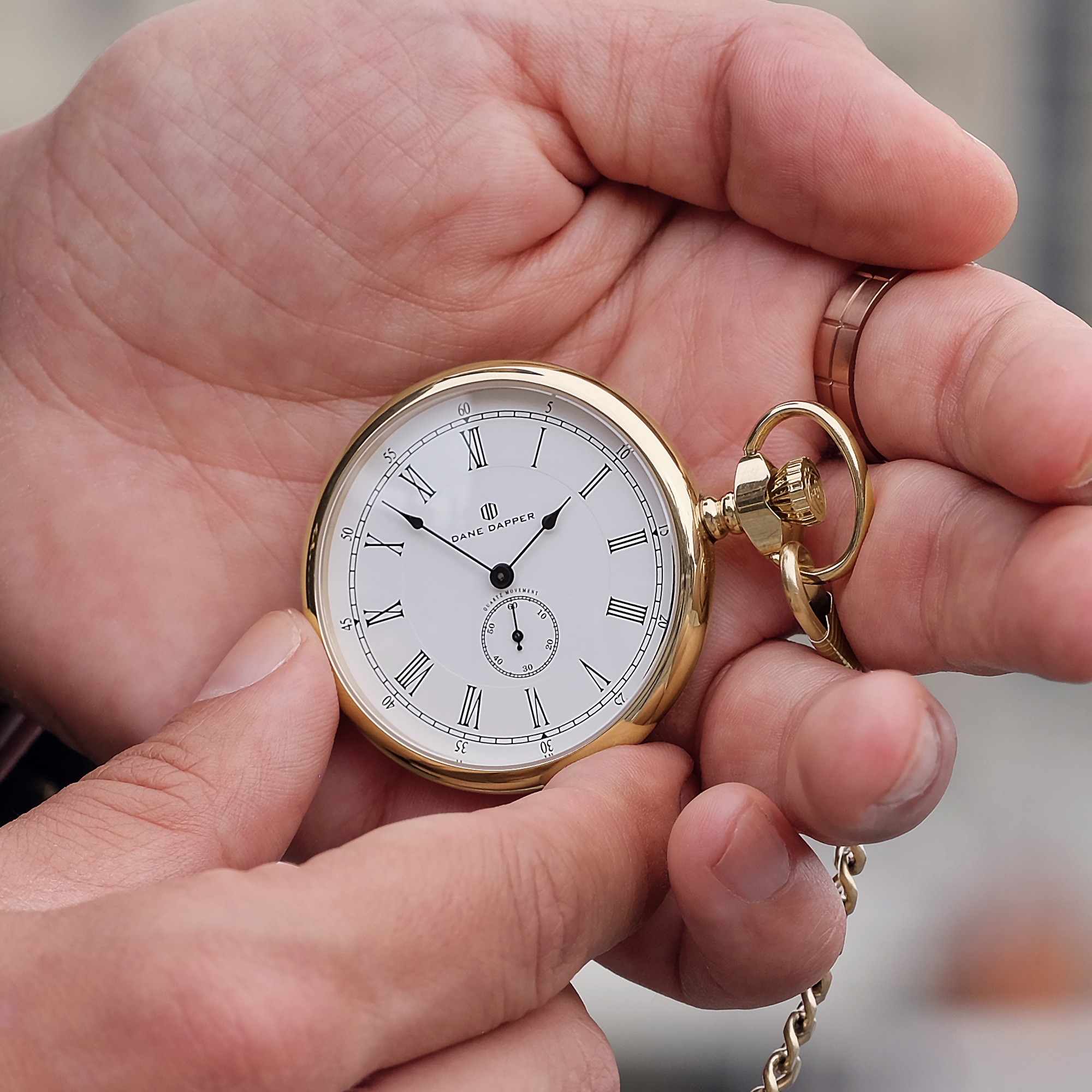Gold-Toned & White Time Keeper Pocket Watch - 6