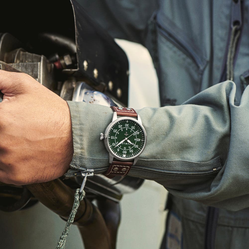 hover: Apollo | Green and Silver-tone Stainless Steel Pilot’s Watch hover: Apollo | Green and Silver-tone Stainless Steel Pilot’s Watch