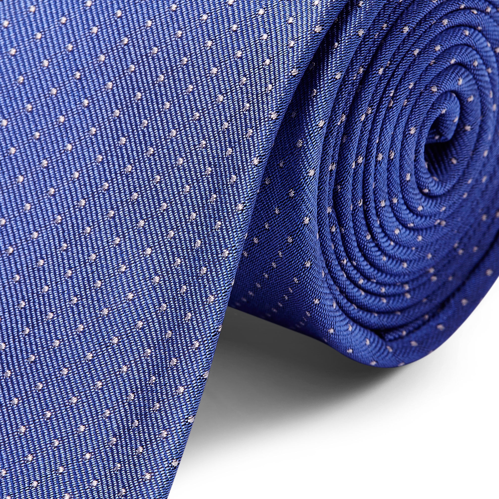 Hodvábna 6 cm pastelovo modrá kravata s bielymi bodkami - 2