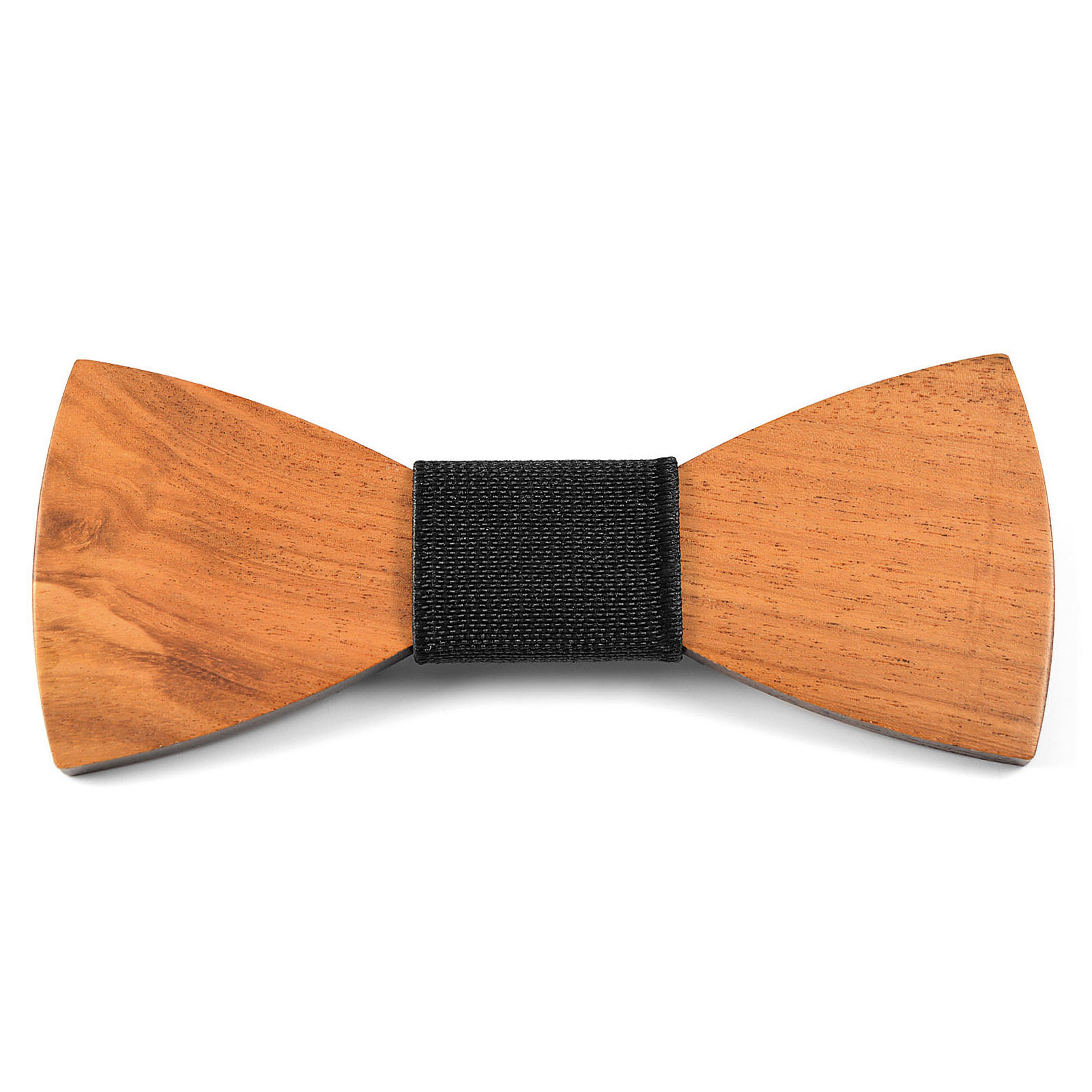 Brazilian Redwood Bow Tie With Black Fabric Detail