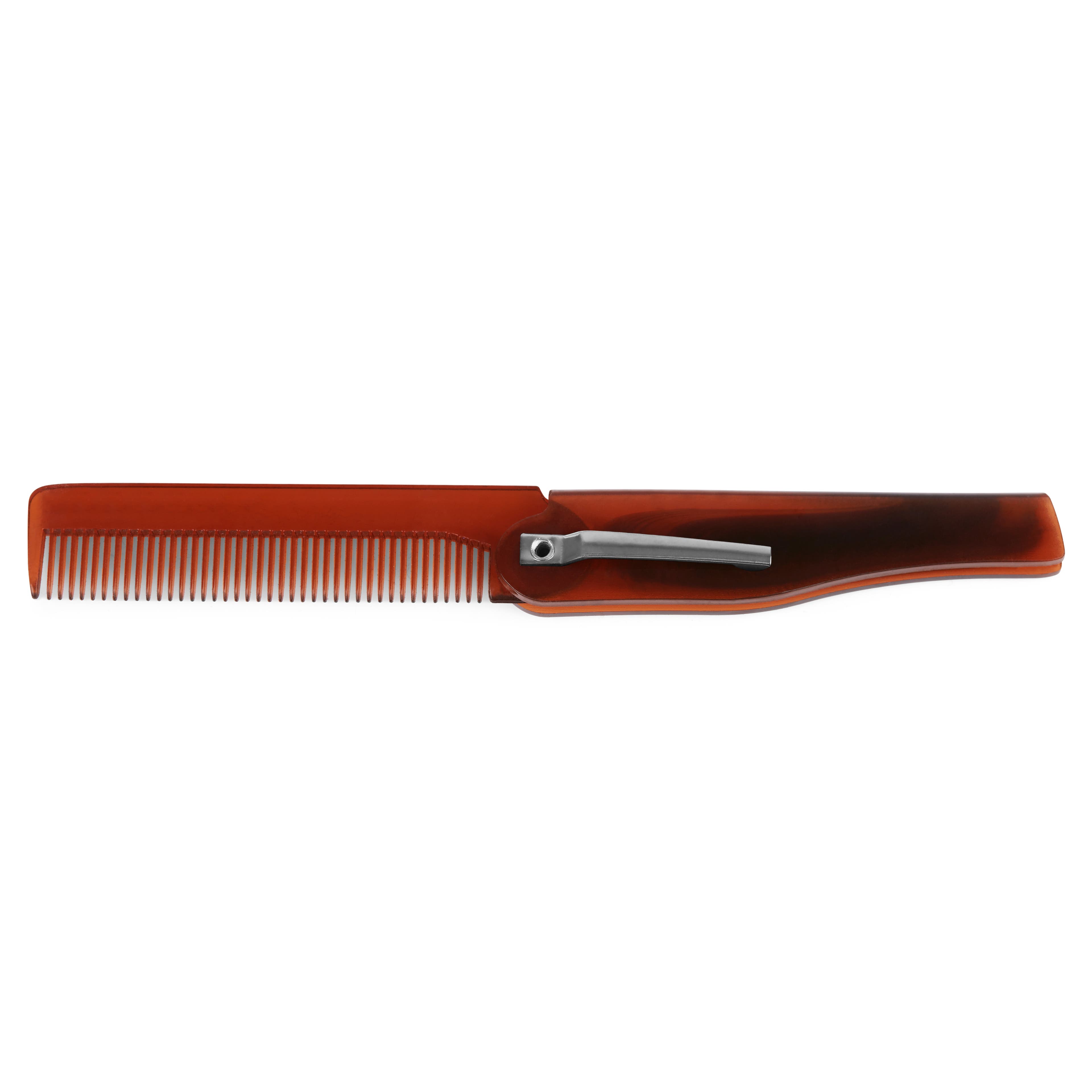 Brown Fine-Toothed Folding Pocket Comb