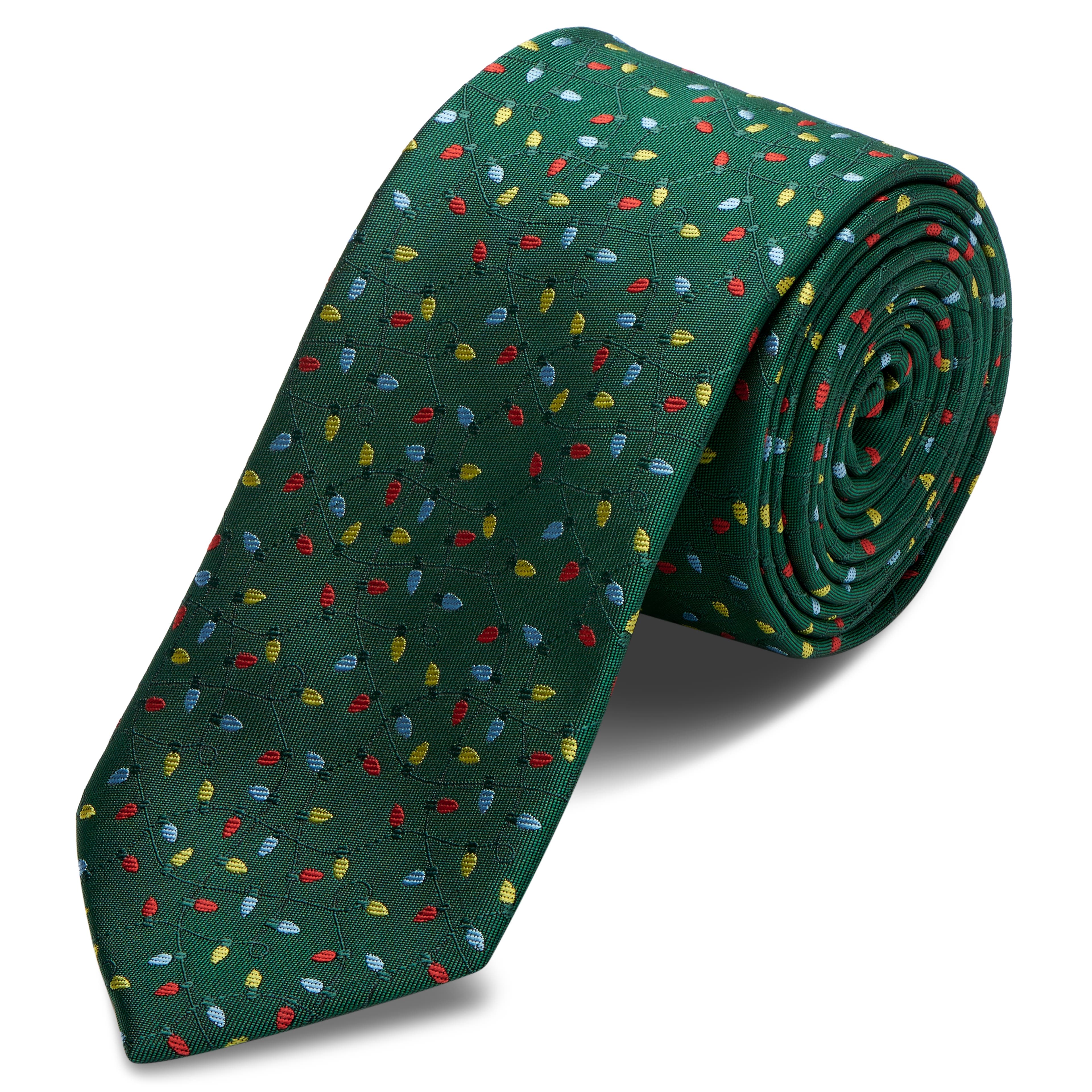 Green Christmas Light Pattern Polyester Tie