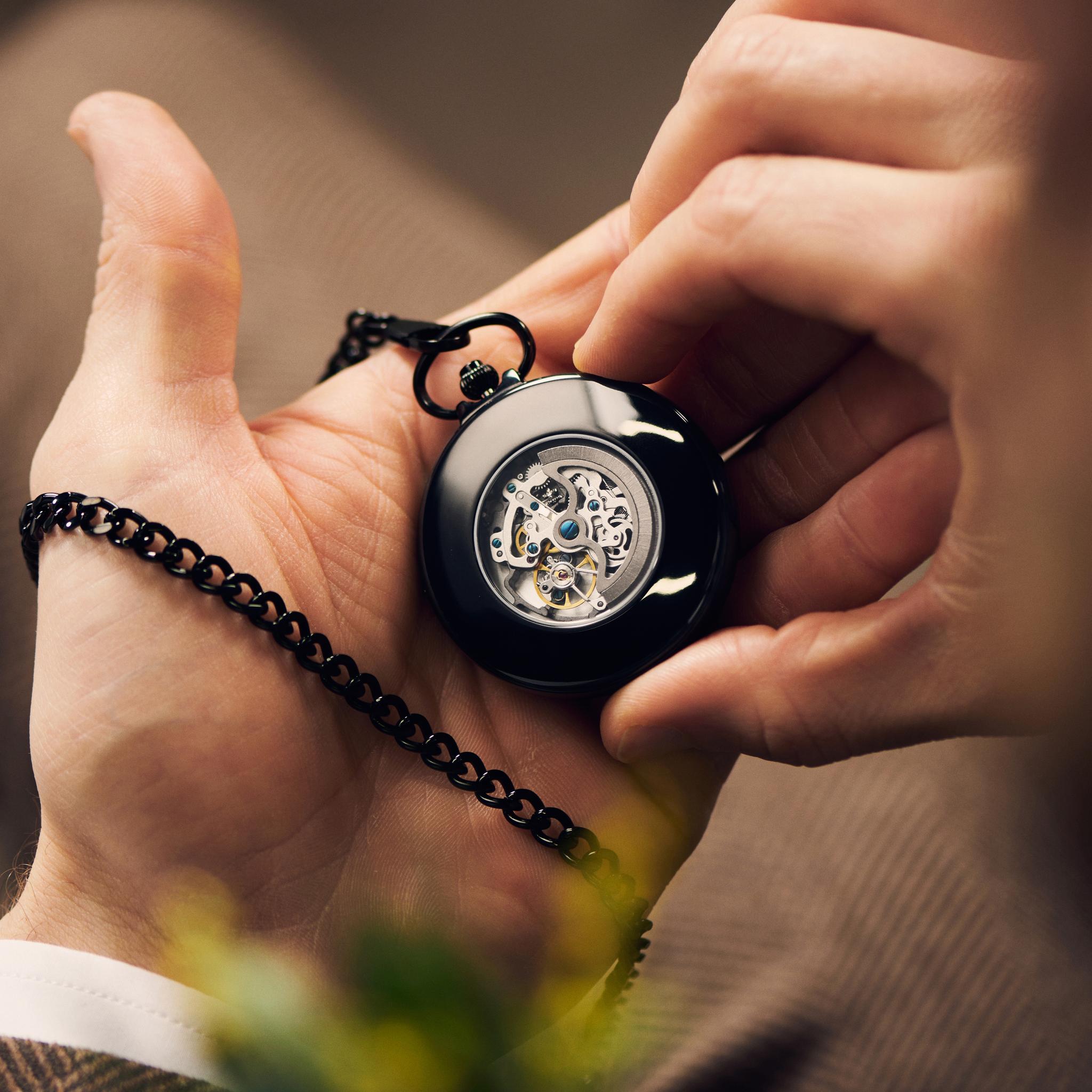 Easton | Black Automatic Pocket Watch | In stock! | Fawler