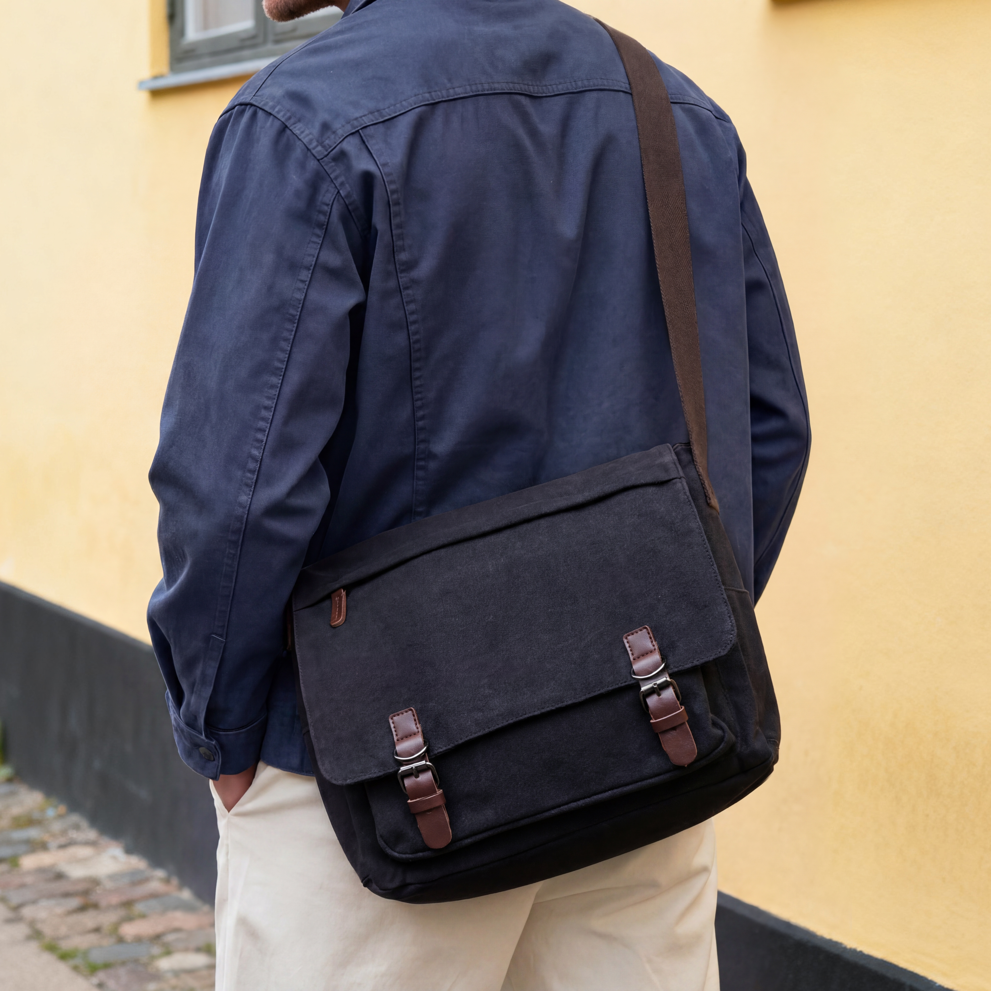 Dark Grey Canvas Satchel - 4