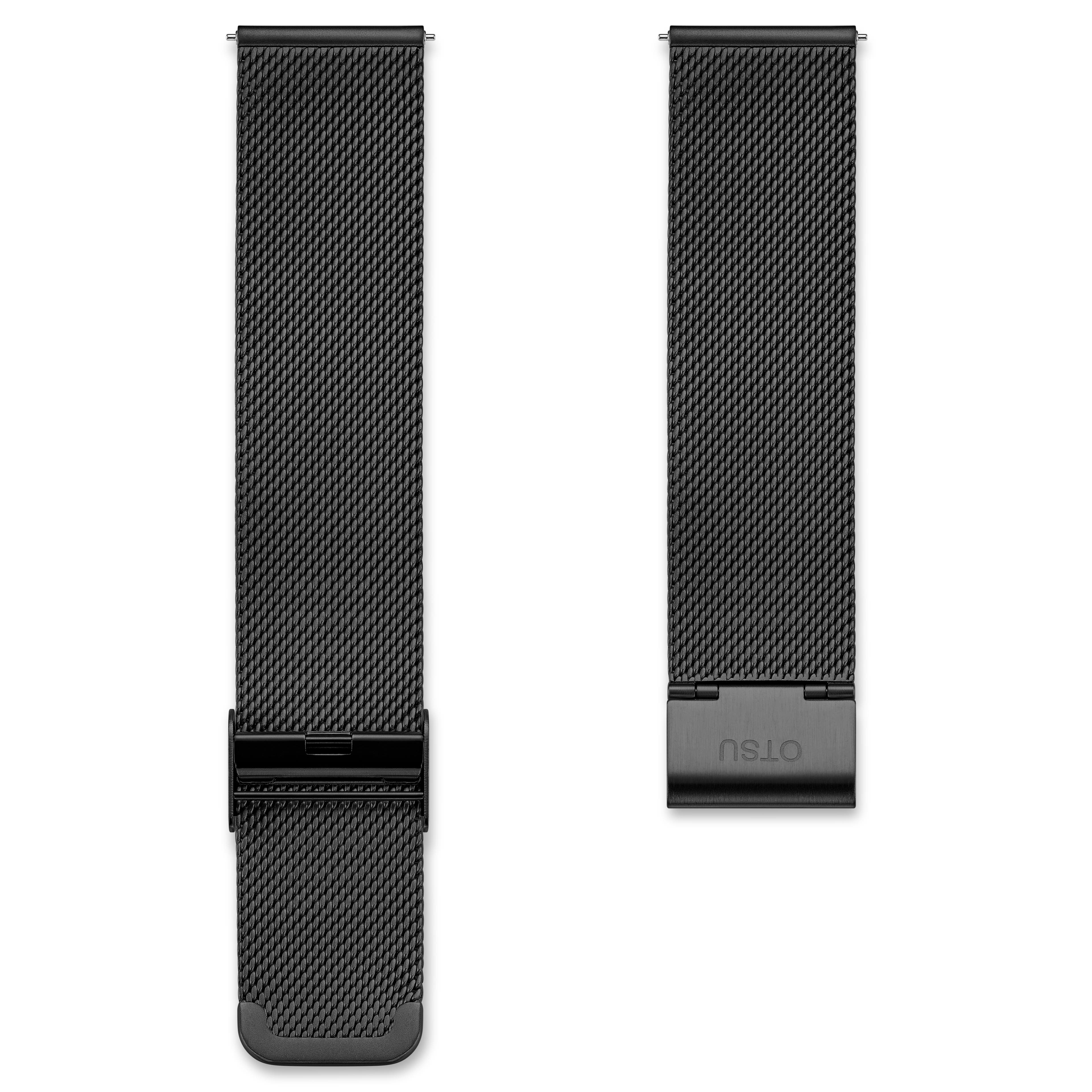 Bracelet noir mat XL à maille milanaise et à dégagement rapide - 20 mm