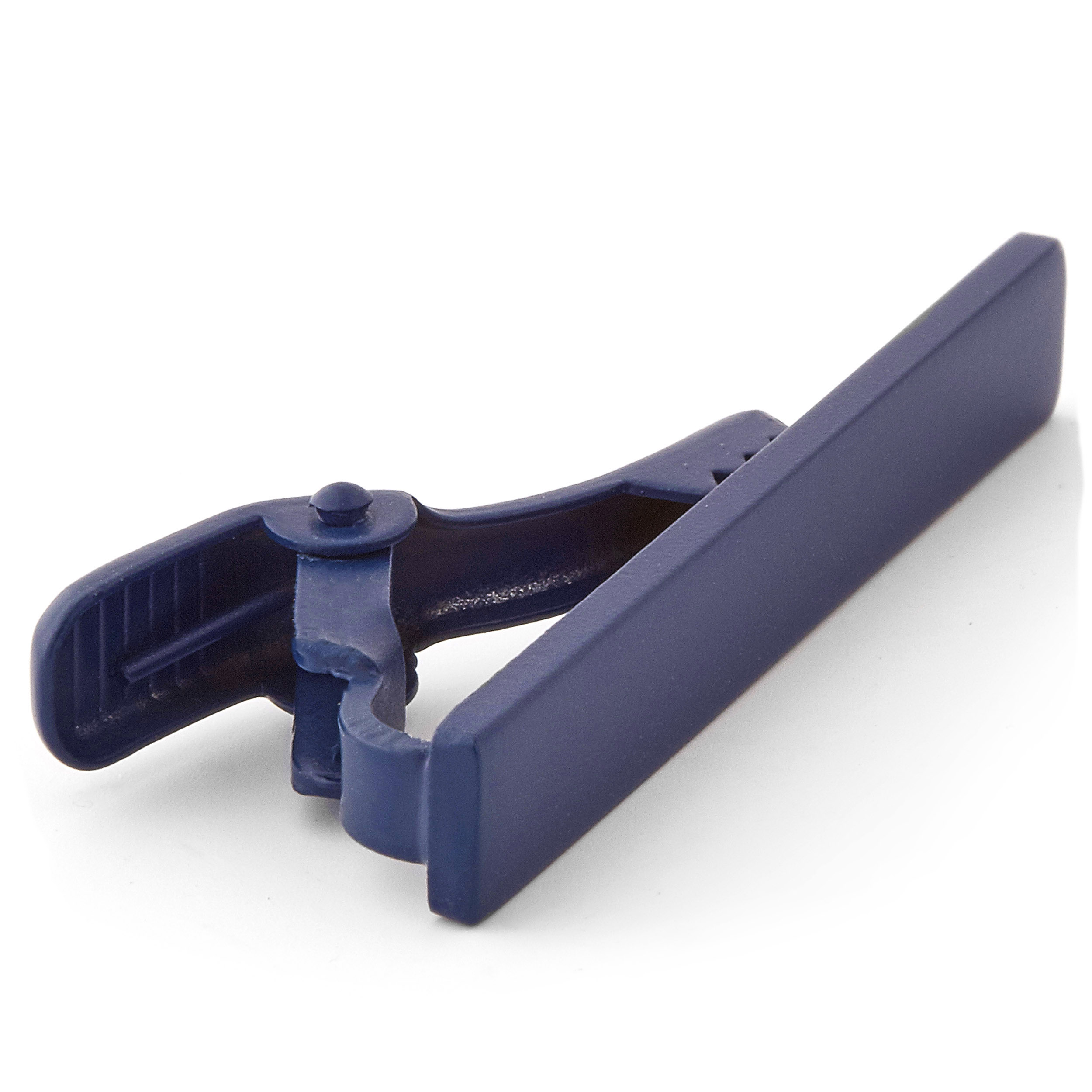 Kurze matt-blaue Krawattenklammer - 3