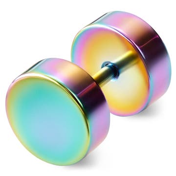 8 mm Rainbow Stainless Steel Fake Plug Earring 8 mm Rainbow Stainless Steel Fake Plug Earring