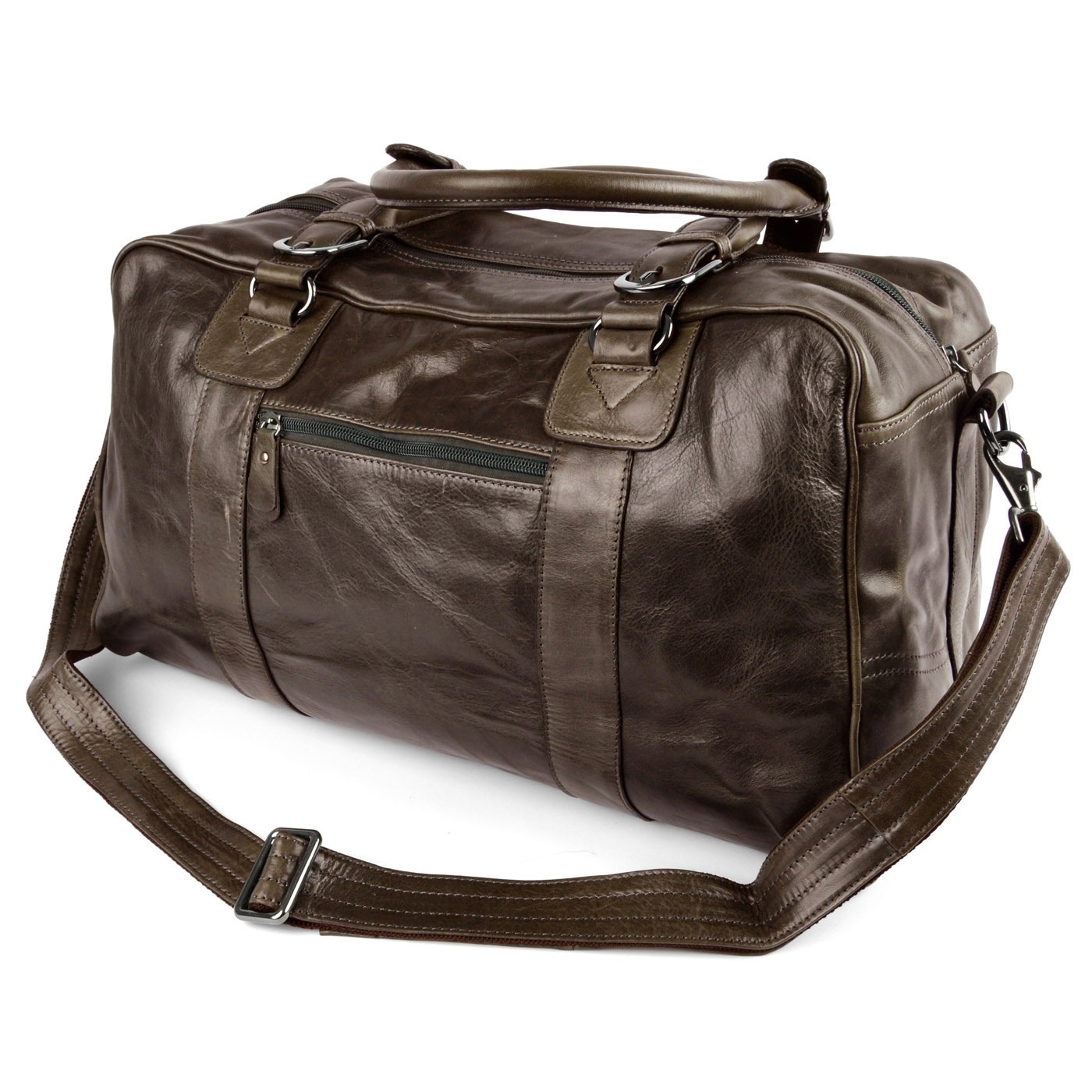 Víkendová/sportovní olivově zelená kožená taška - 2