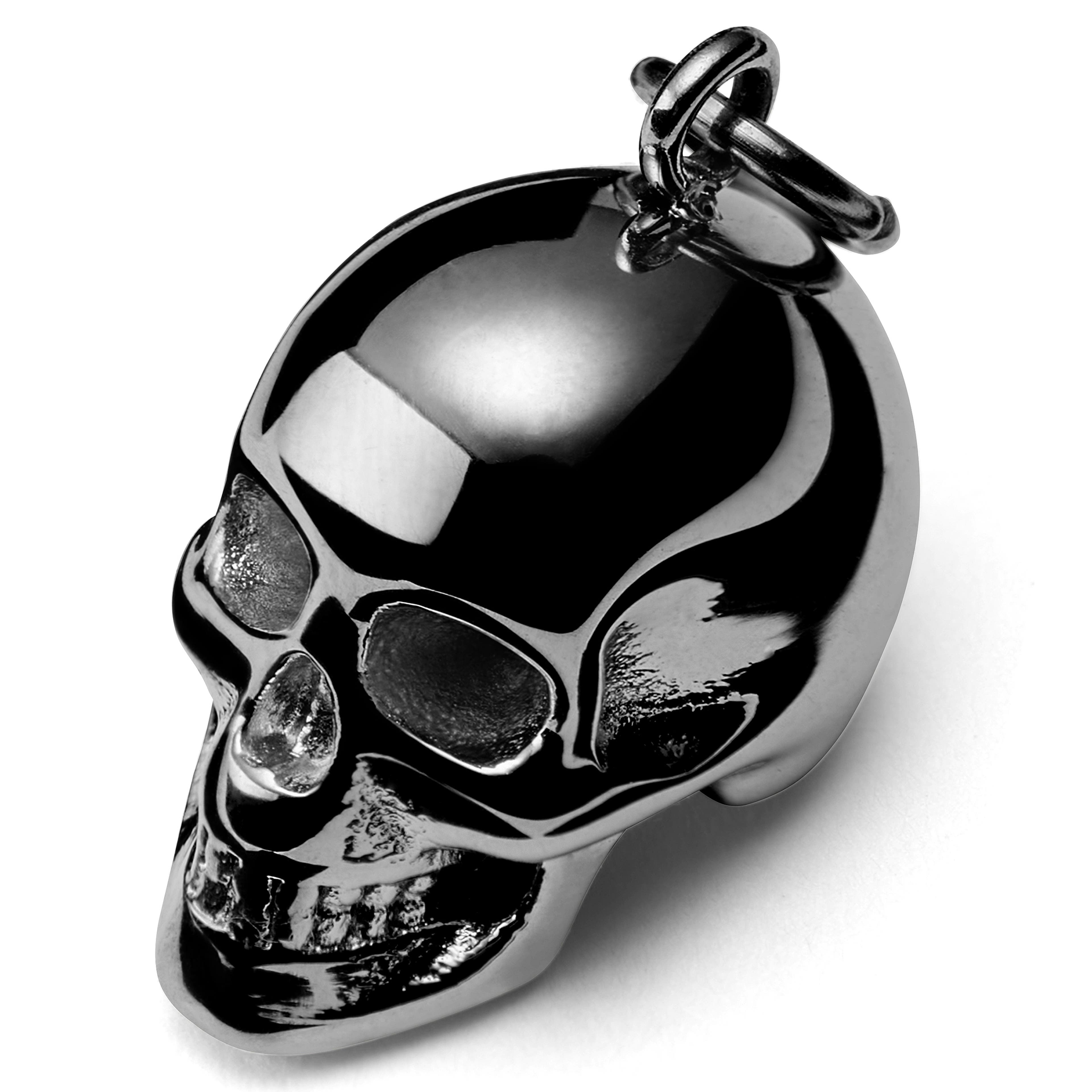 Amulette tête de mort en acier noir
