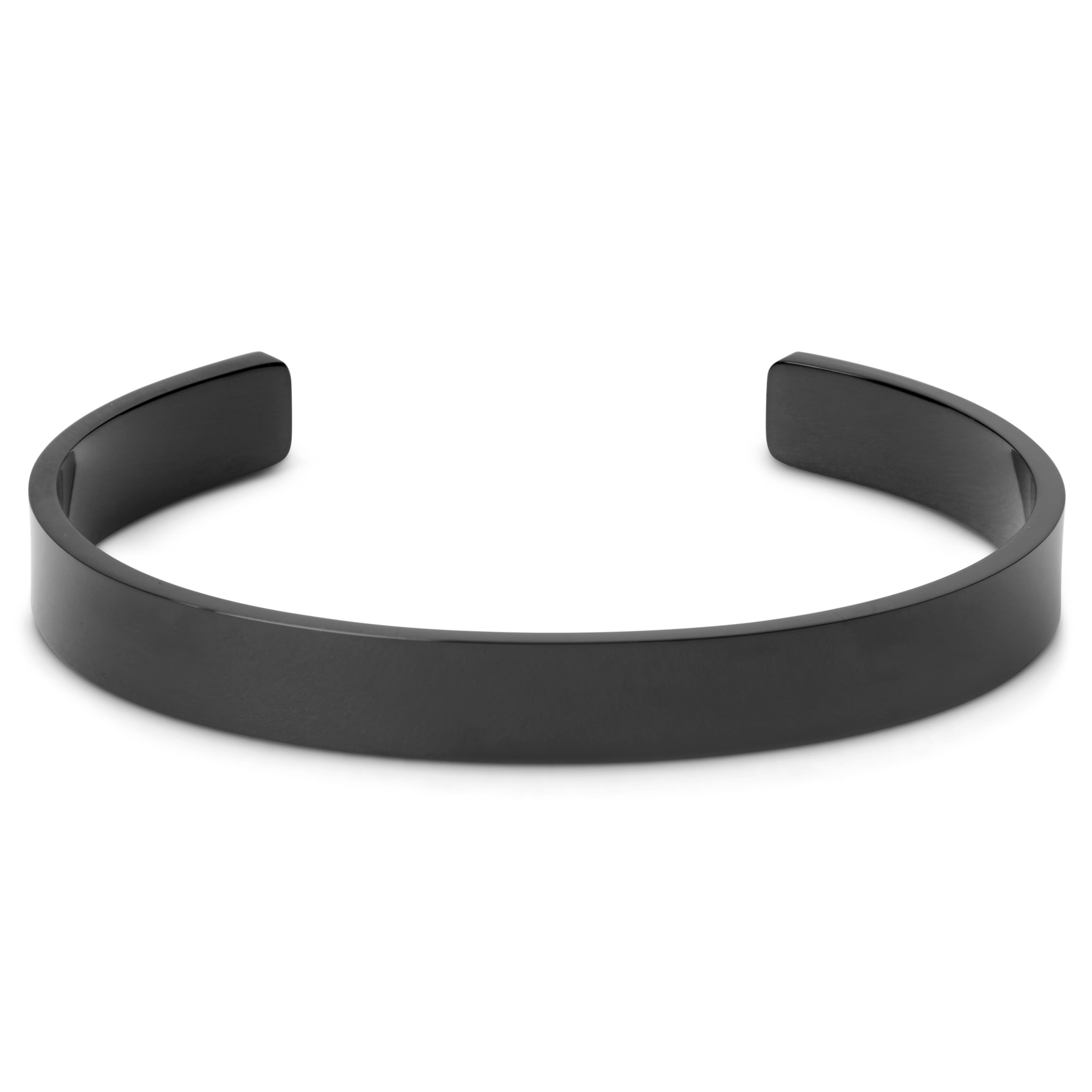 Bracelet manchette noir en acier