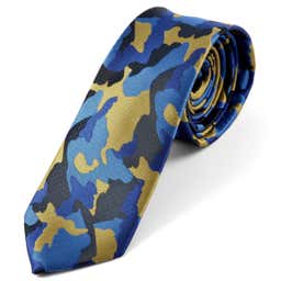 Blue & Tan Camouflage Polyester Tie
