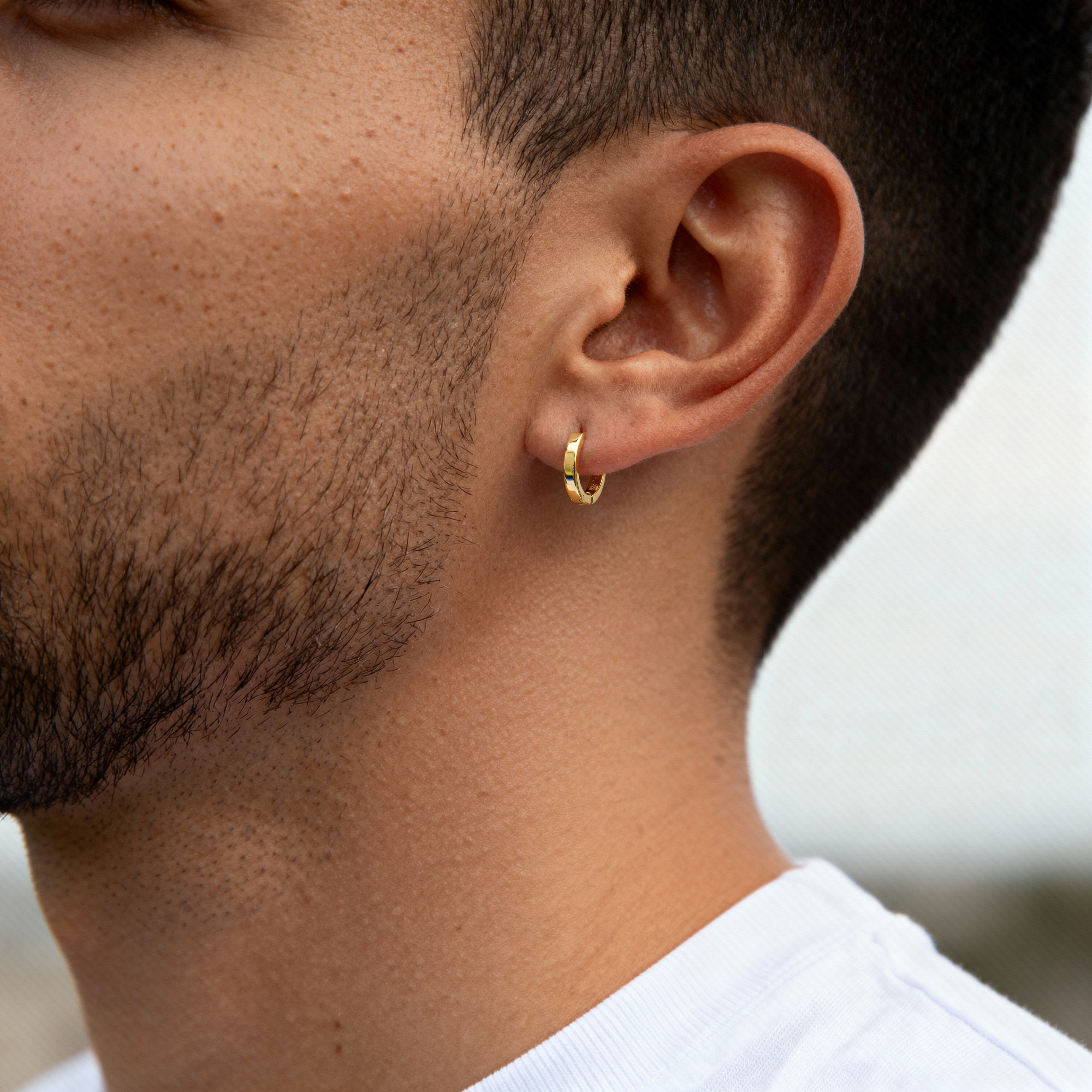 Argentia | 14K Kullattu 925 Sterlinghopea Litteä Rengaskorvakoru - 2