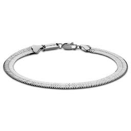 Argentia | 925s | Bracelet de chaîne à chevrons en argent sterling plaqué rhodium de 6 mm